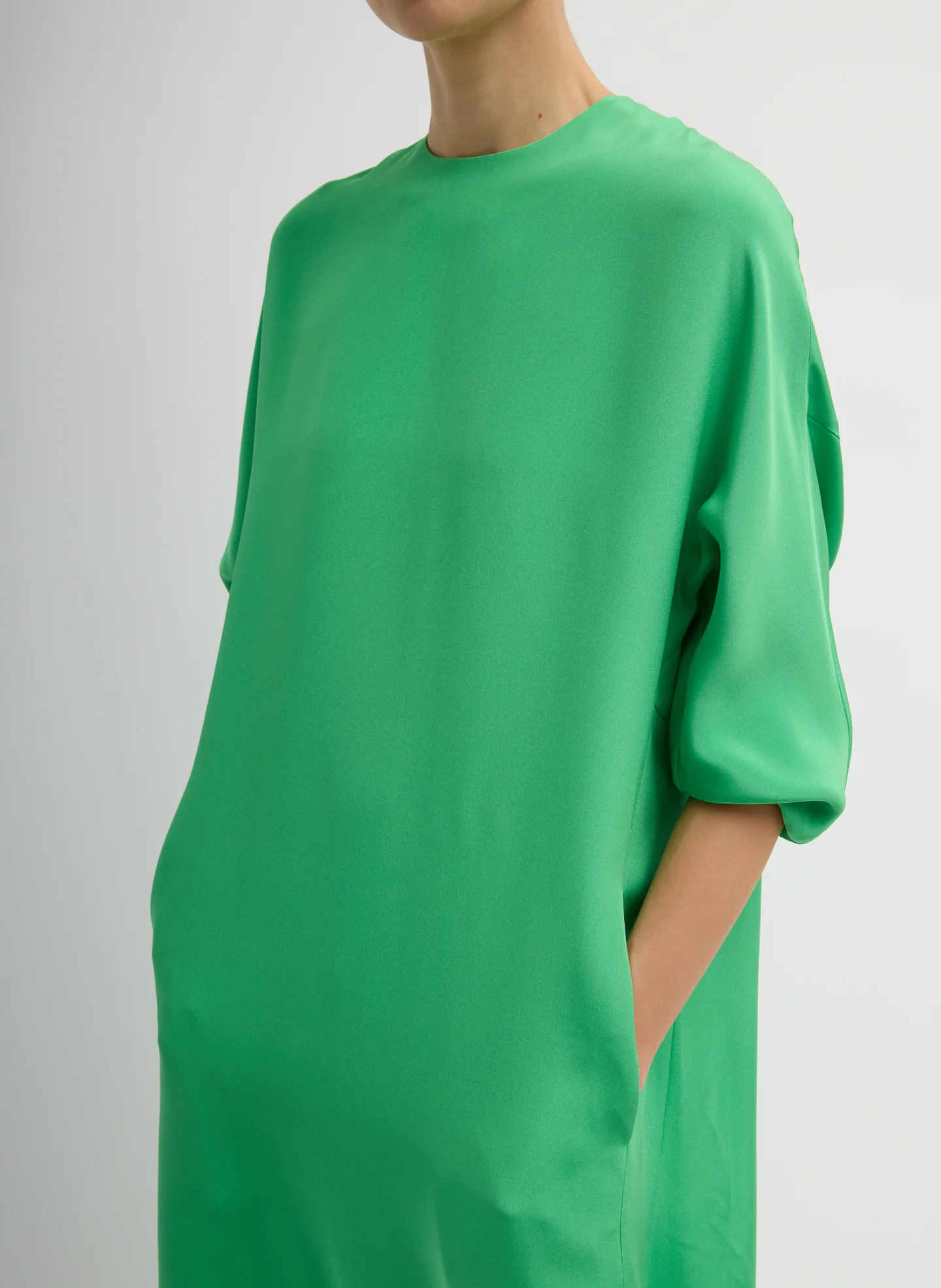 4-Ply Silk Long Sleeve Cocoon Dress - Image 3
