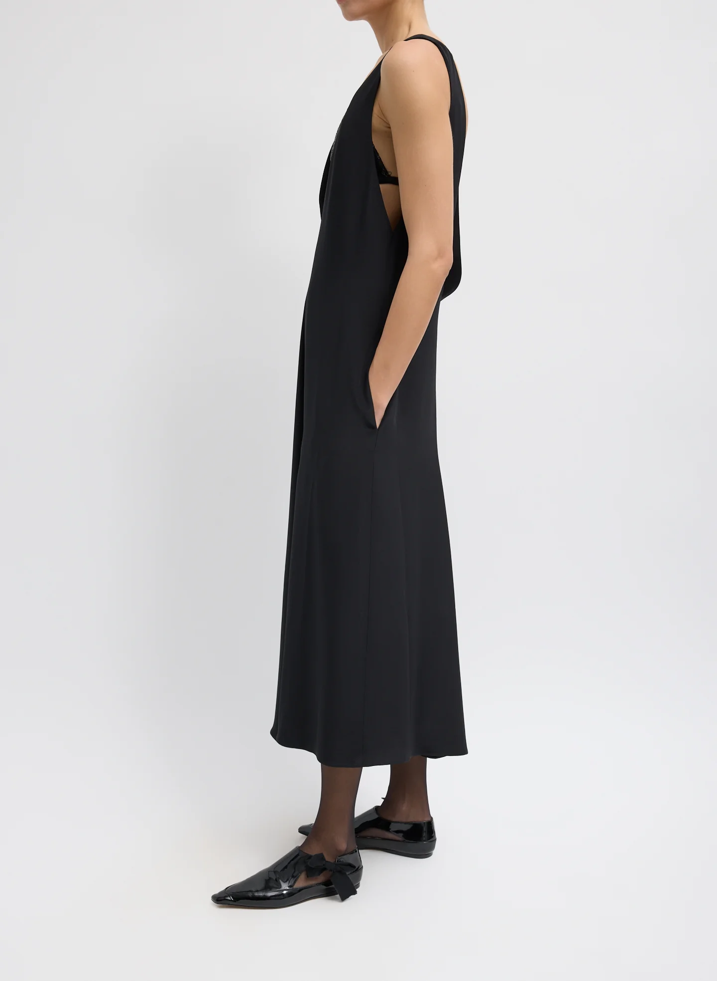 4-Ply Silk V-Neck Dress With Bra - Image 3