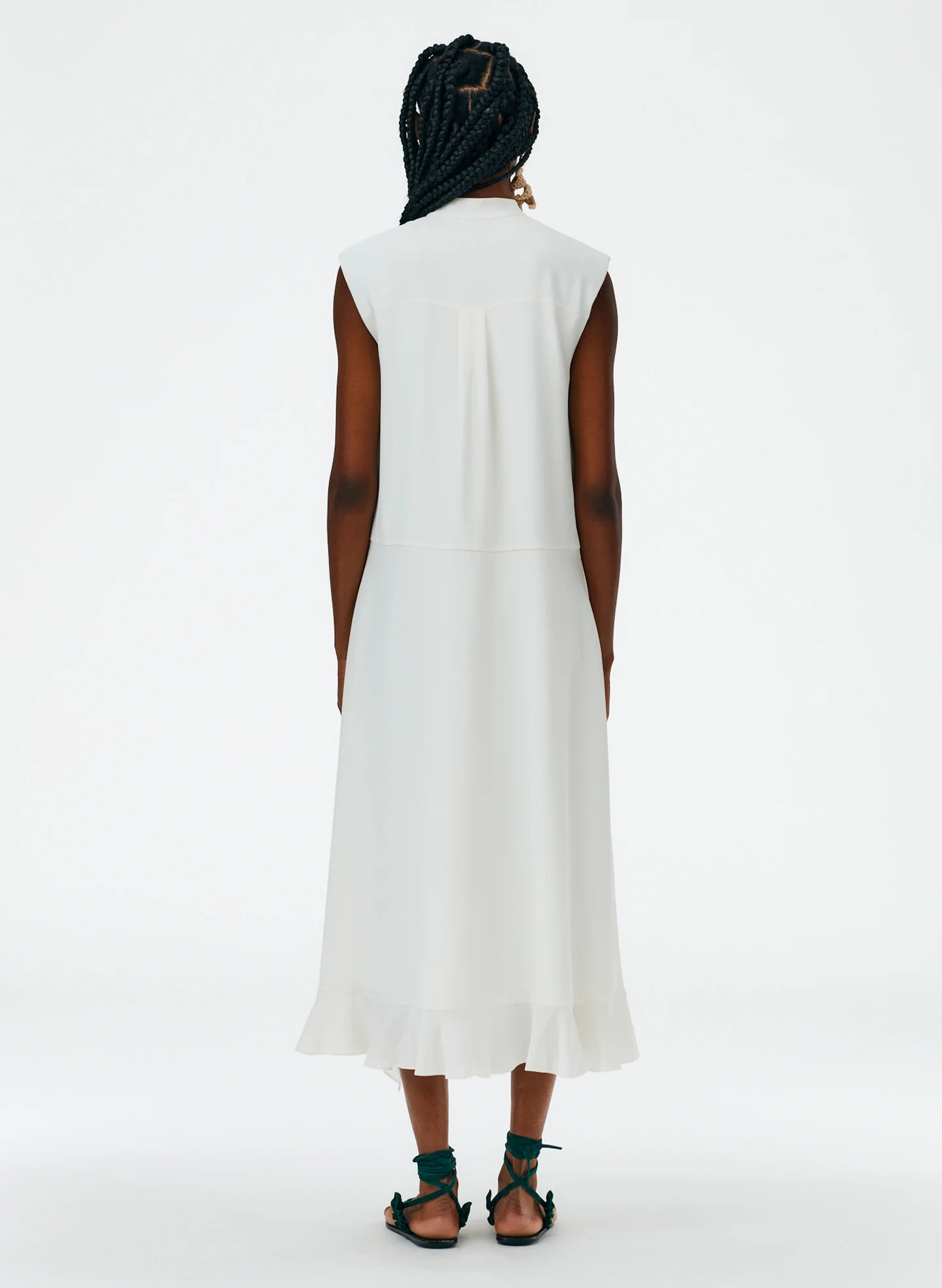 4-Ply Silk Detached Ruffle Shirtdress - Image 4