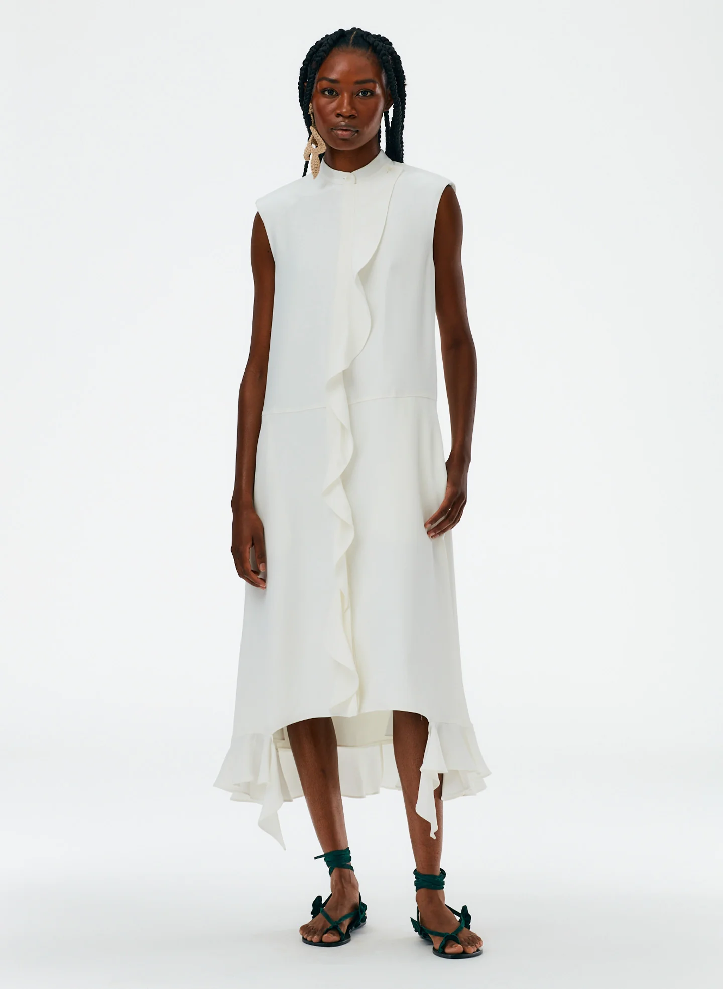 4-Ply Silk Detached Ruffle Shirtdress - Image 5