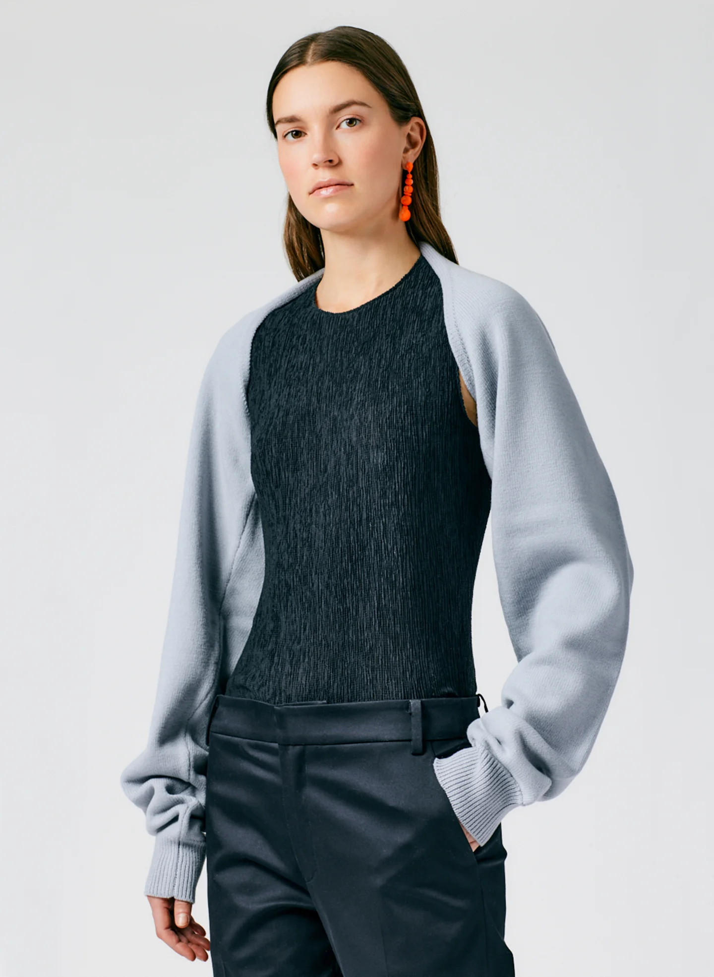 Airy Extrafine Wool Sleeve Shrug - Image 6