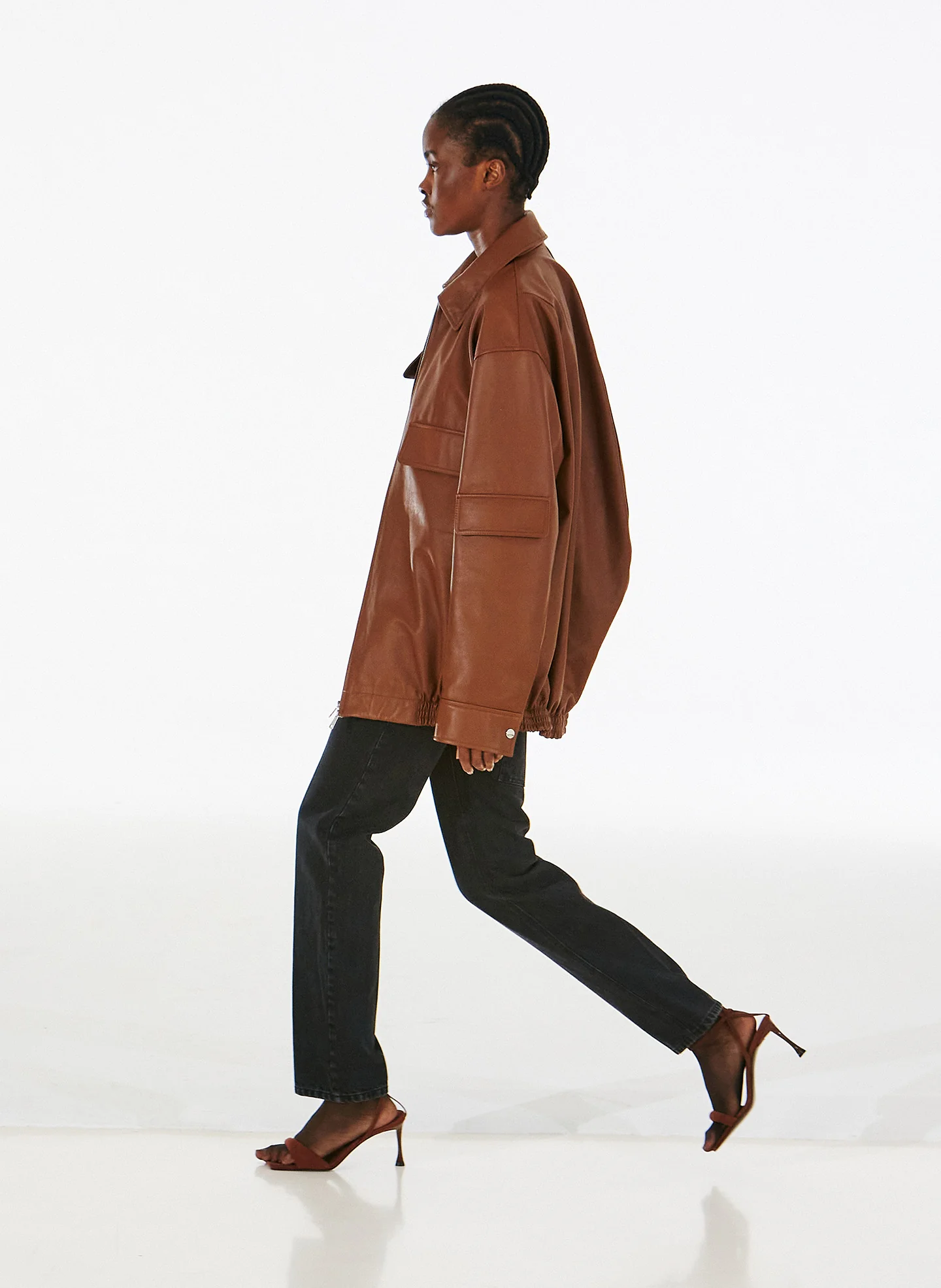 Aviator Leather Oversized Bomber - Image 2