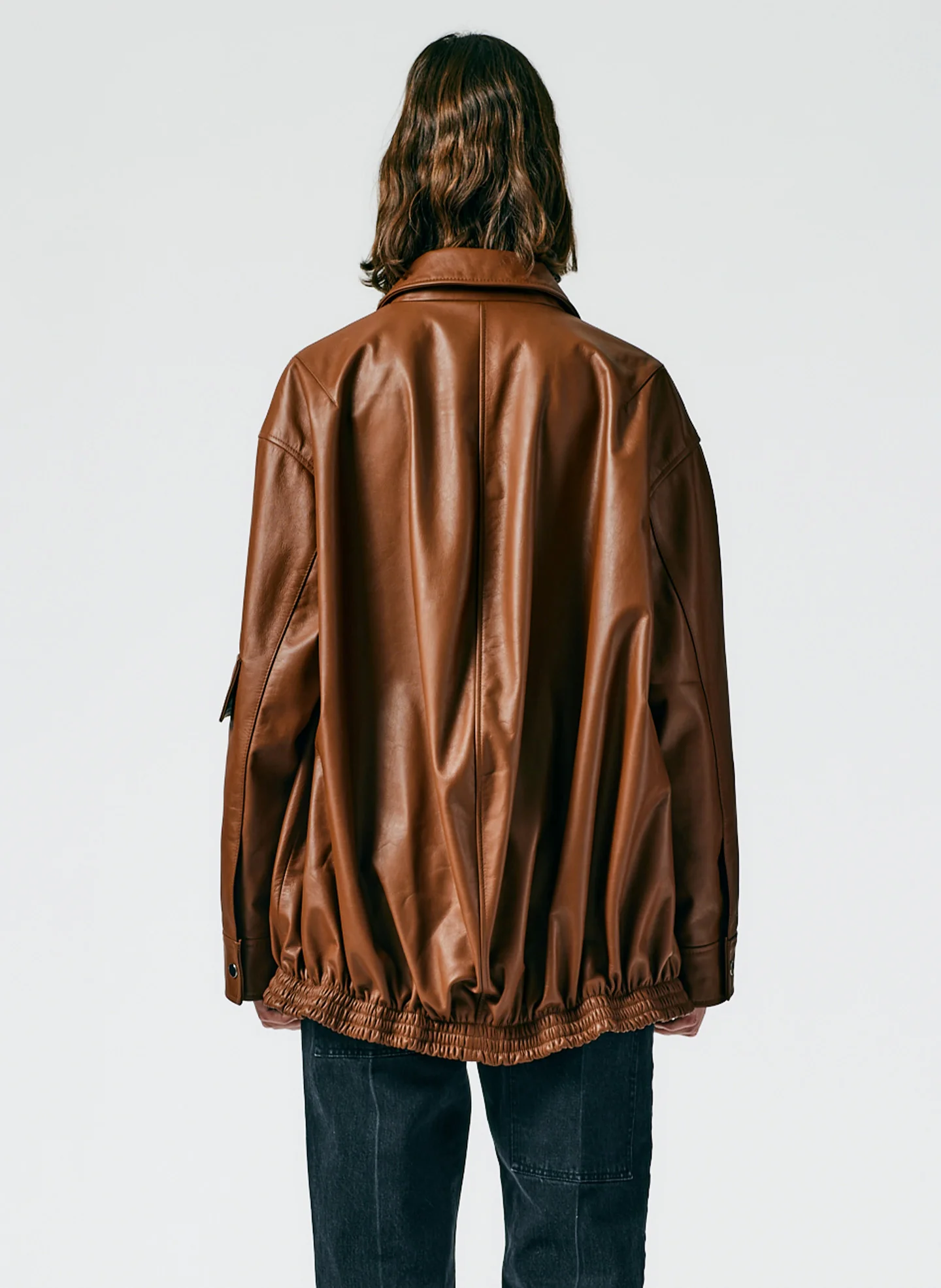 Aviator Leather Oversized Bomber - Image 5
