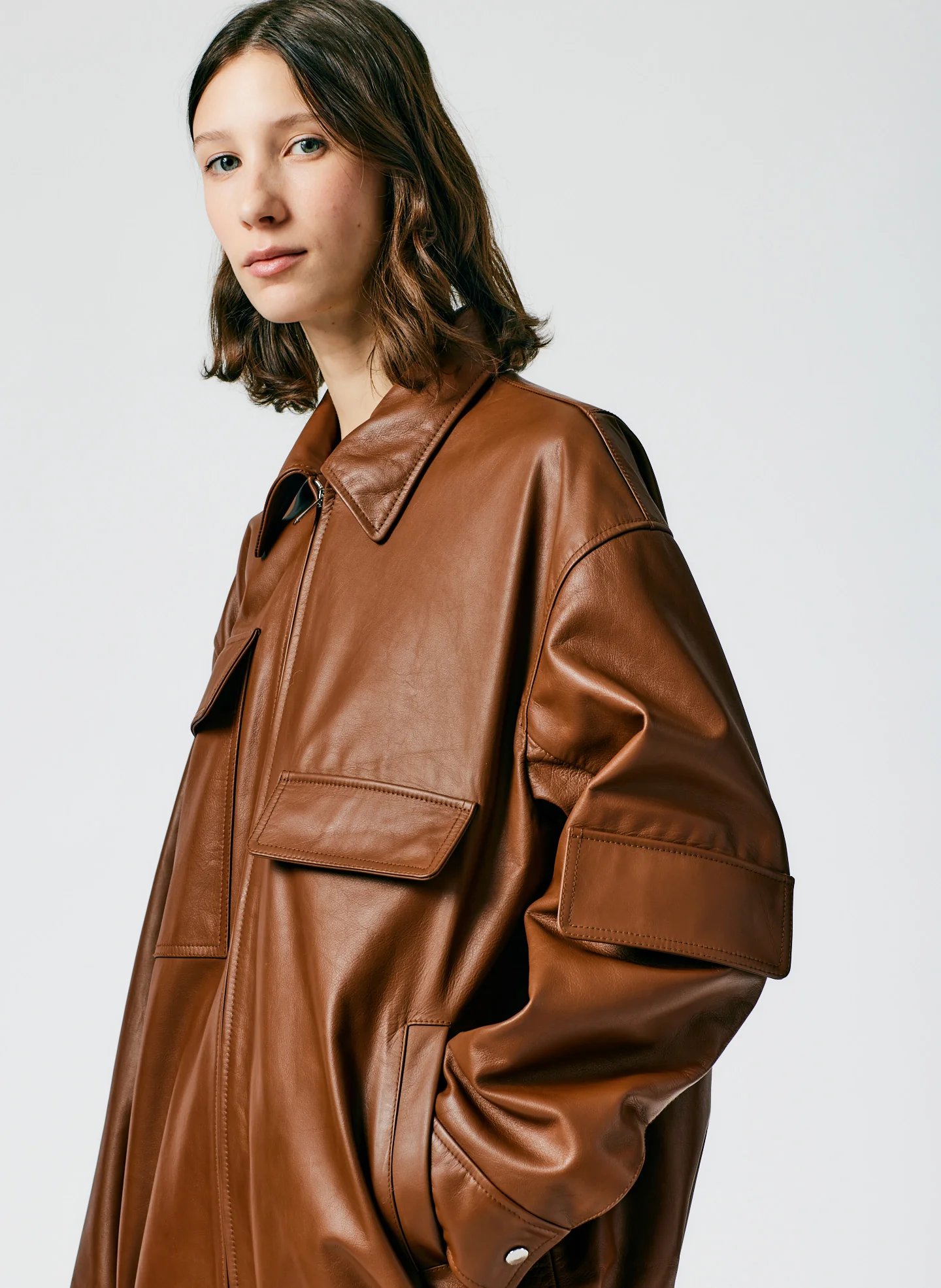Aviator Leather Oversized Bomber - Image 6