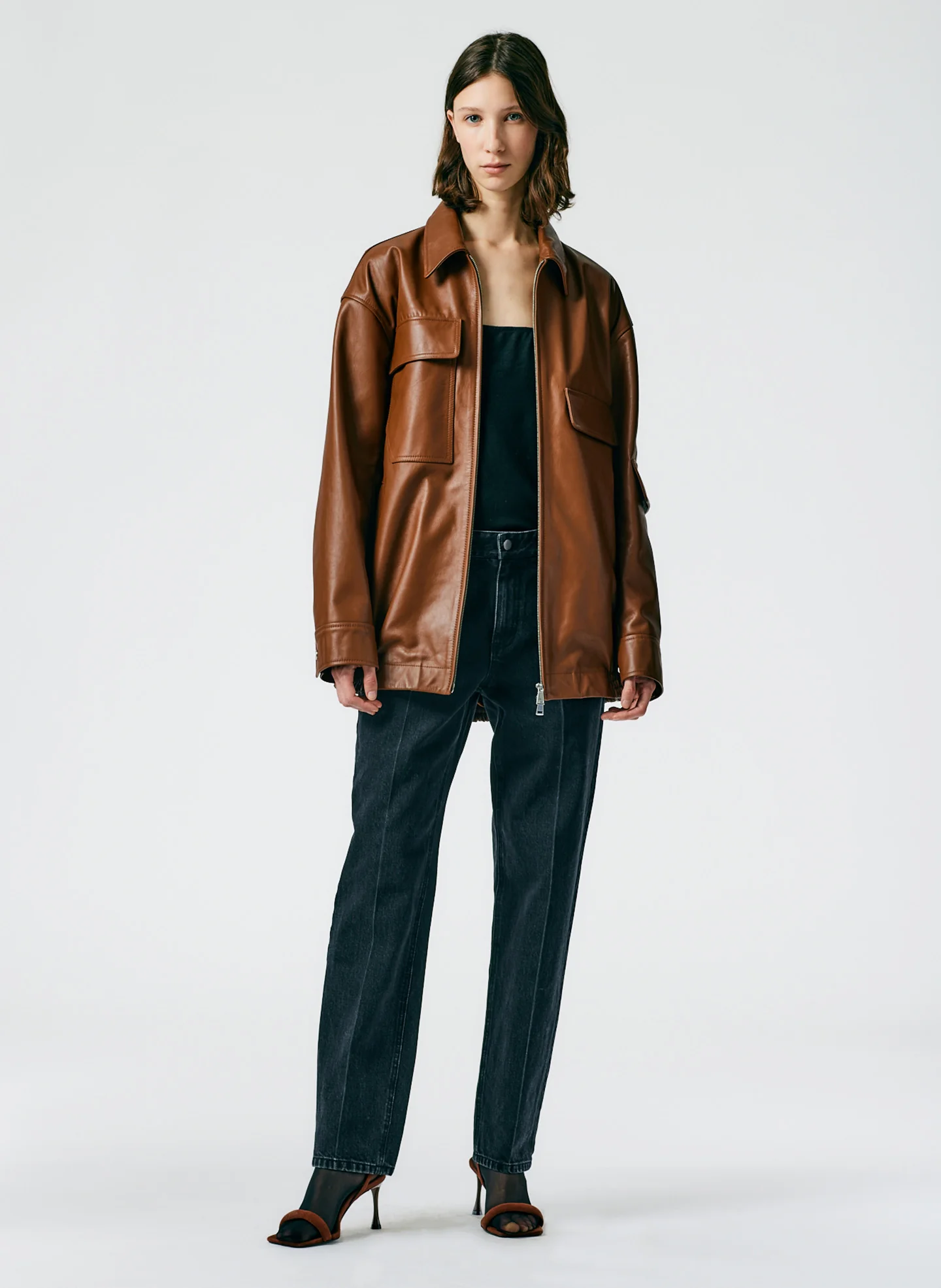 Aviator Leather Oversized Bomber - Image 7