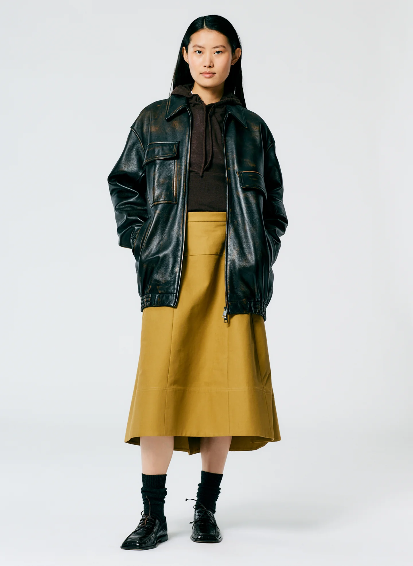 Aviator Leather Oversized Bomber - Image 4
