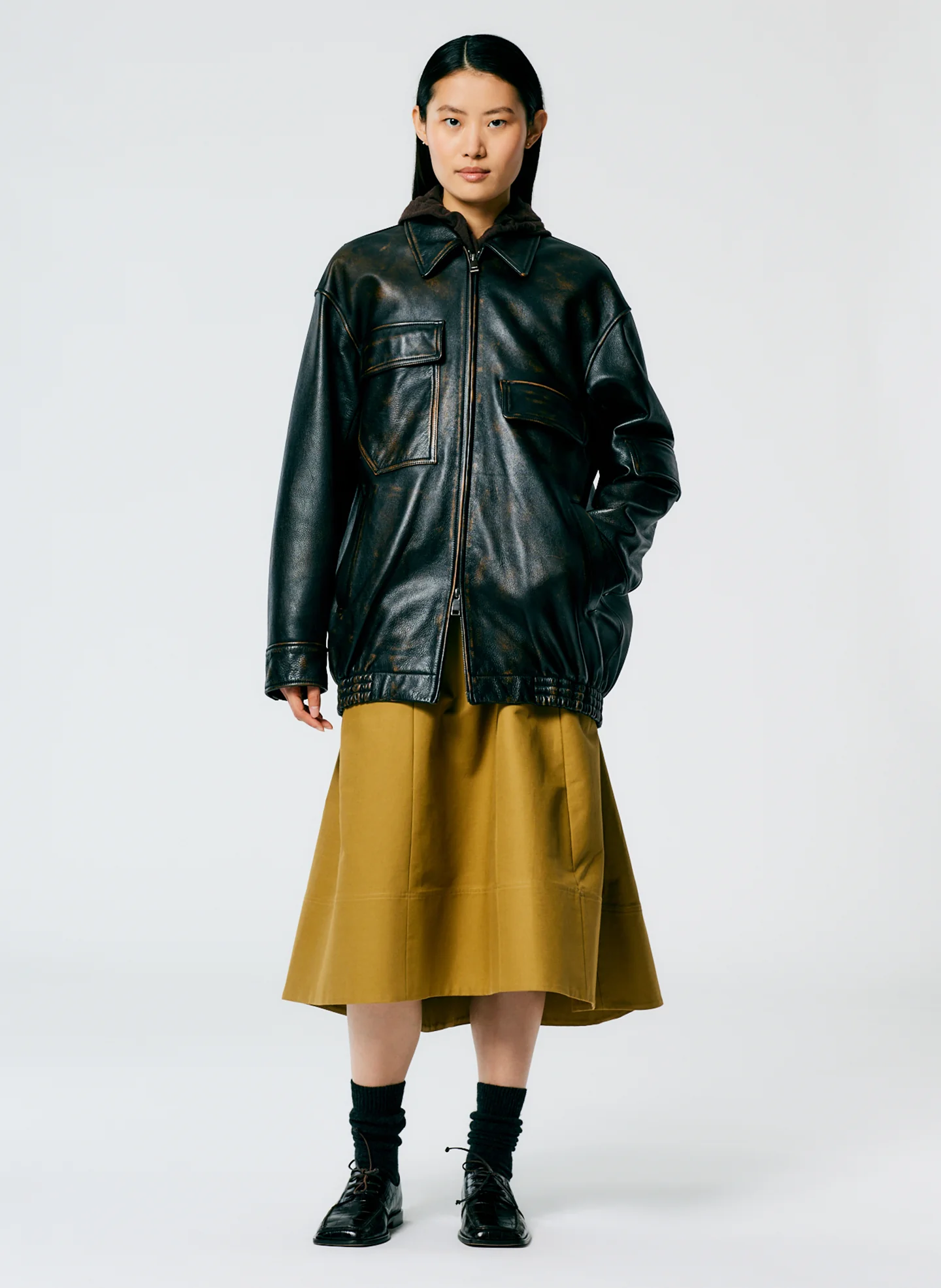 Aviator Leather Oversized Bomber - Image 5