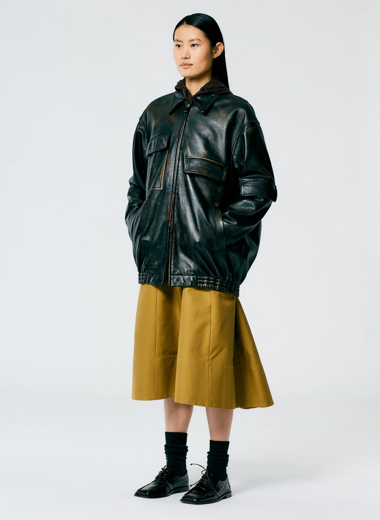 Aviator Leather Oversized Bomber - Image 6