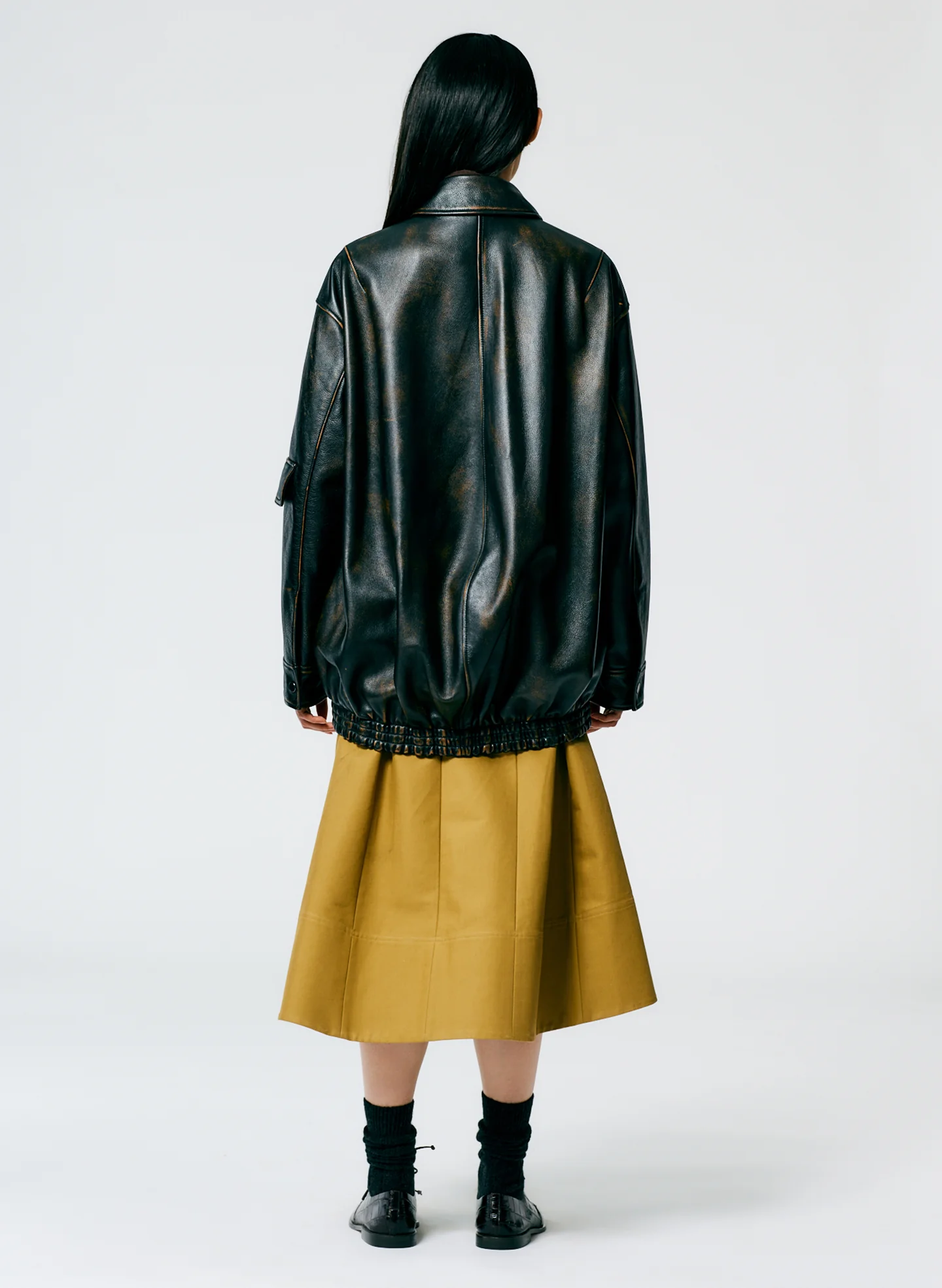 Aviator Leather Oversized Bomber - Image 7