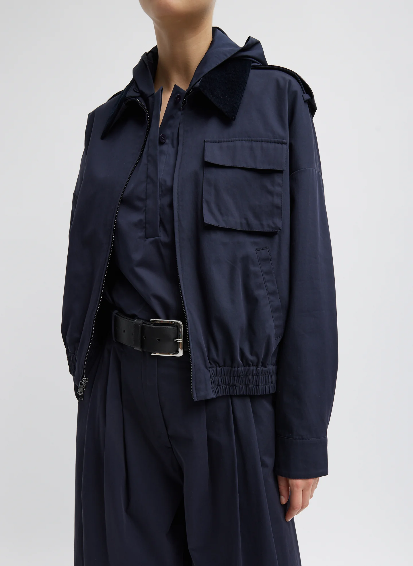 Bio Twill Bomber Jacket With Removable Corduroy Collar