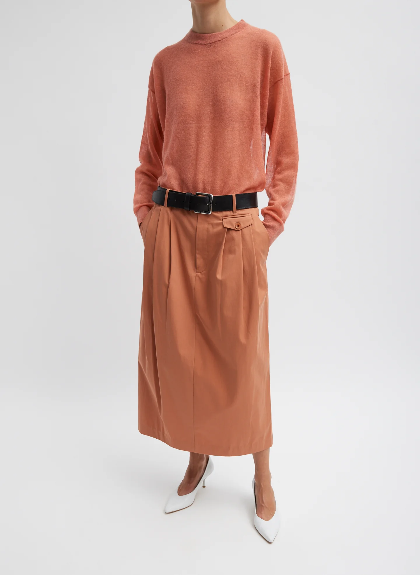 Bio Twill Triple Pleat Skirt