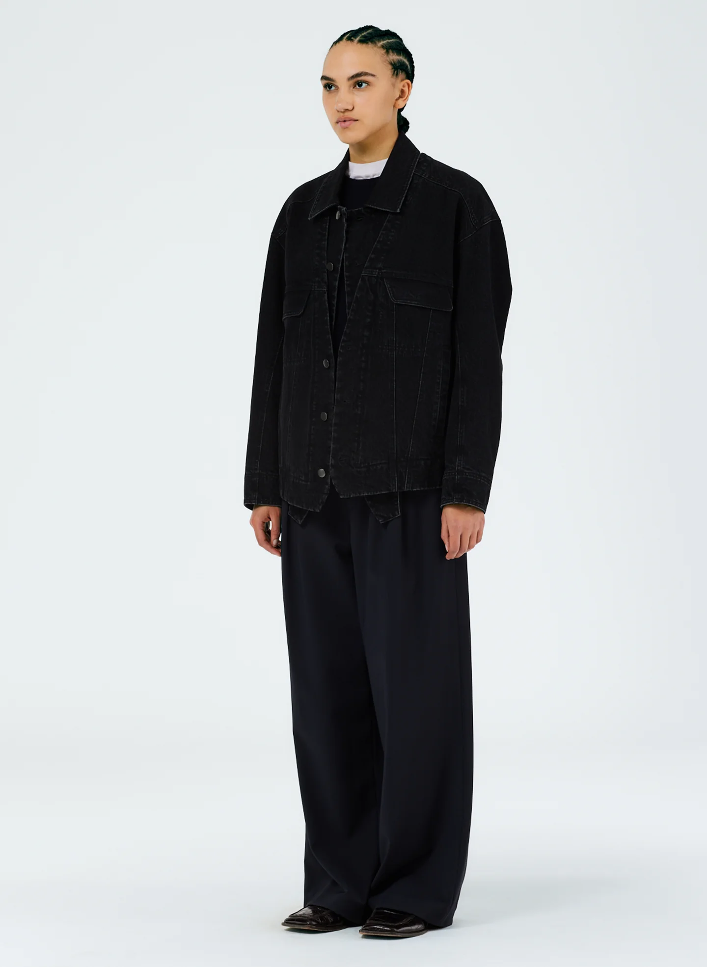 Black Denim Convertible Jean Jacket - Image 2