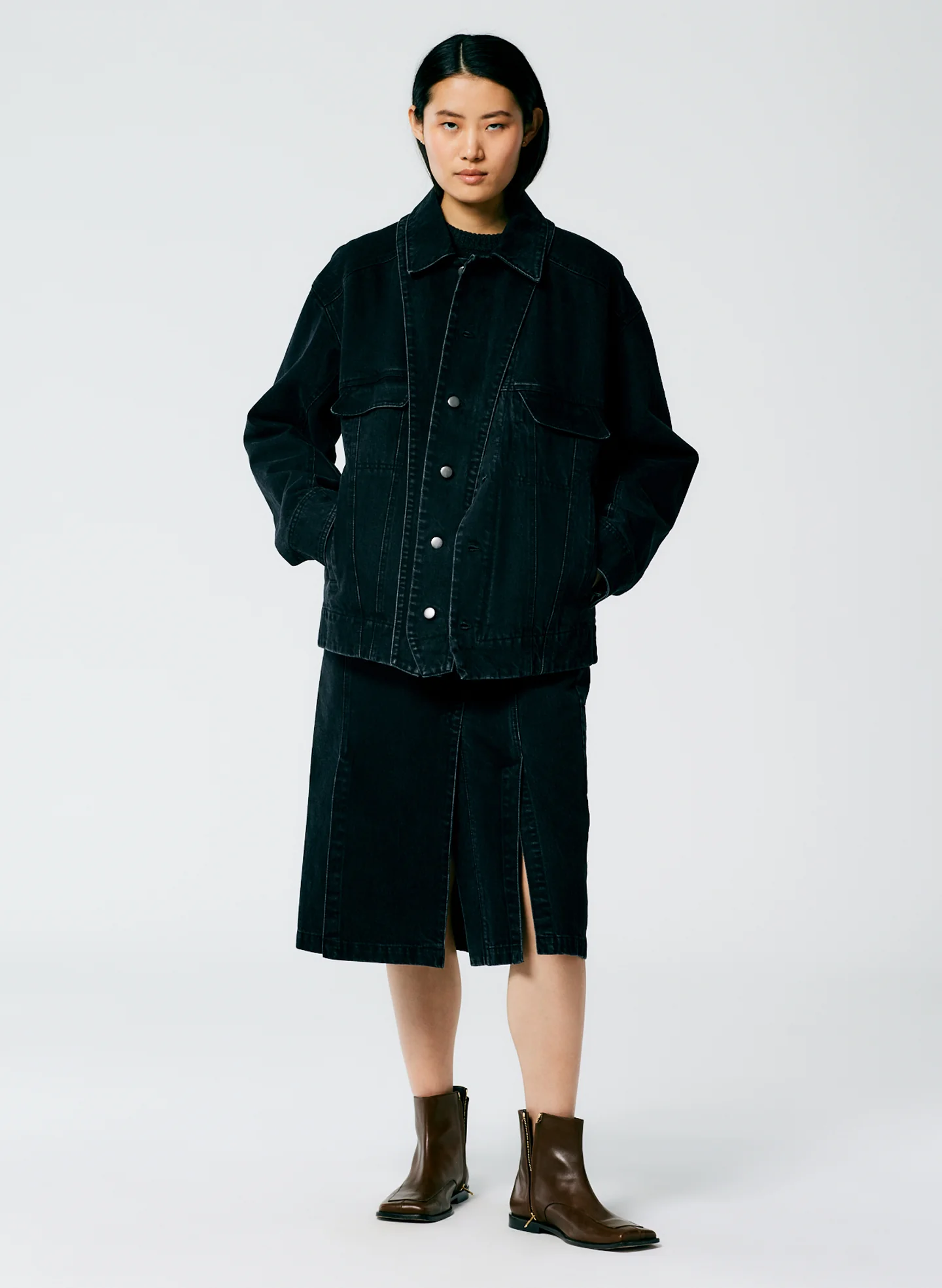 Black Denim Convertible Jean Jacket - Image 4