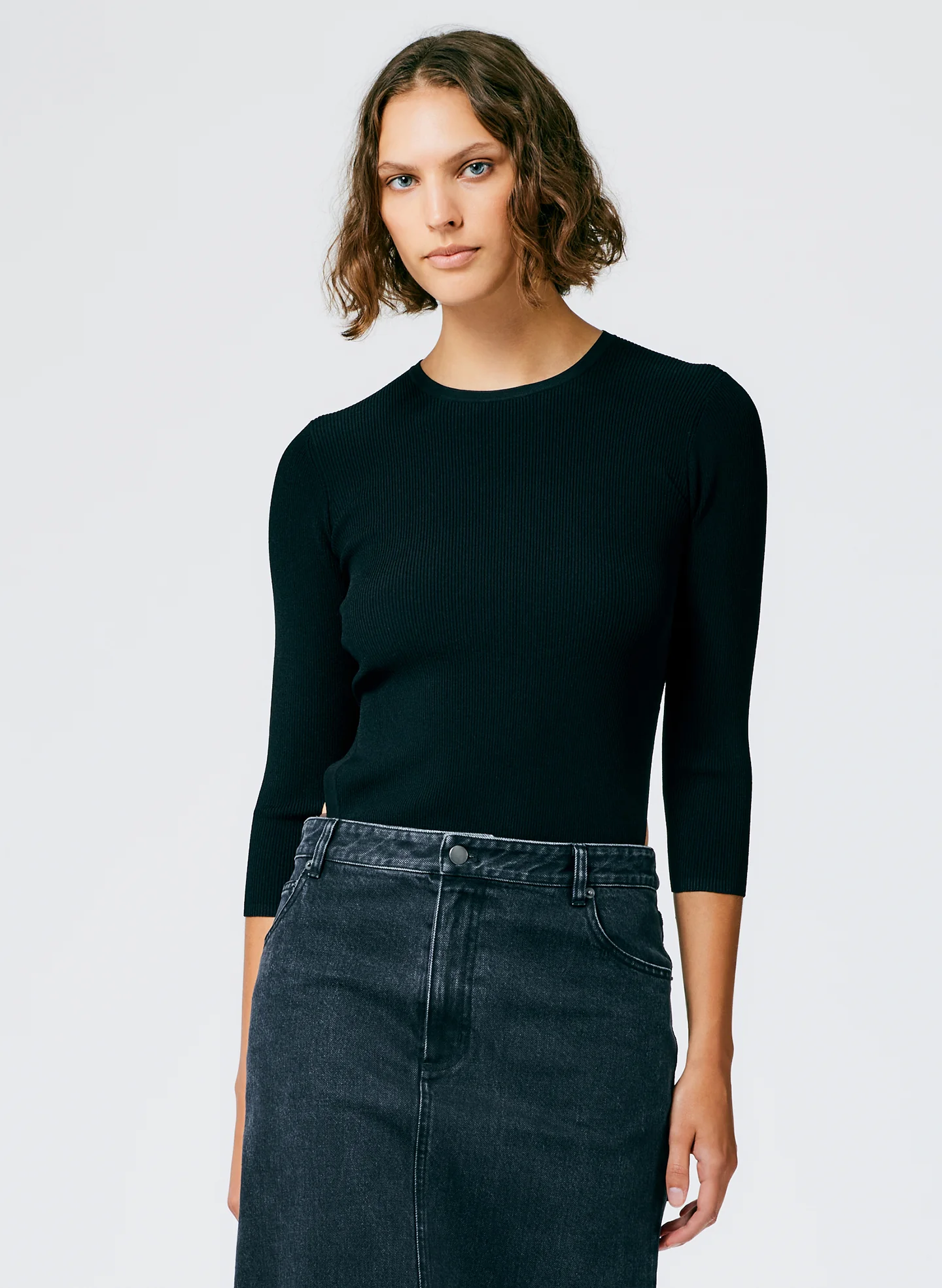 Black Denim Maxi Skirt - Regular - Image 4