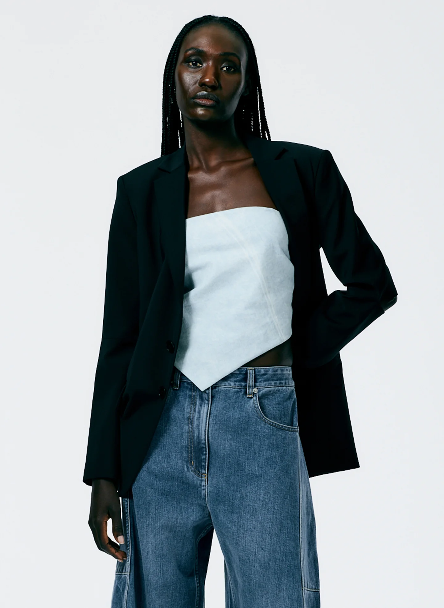 Bleached Denim Tie Back Handkerchief Top - Image 3
