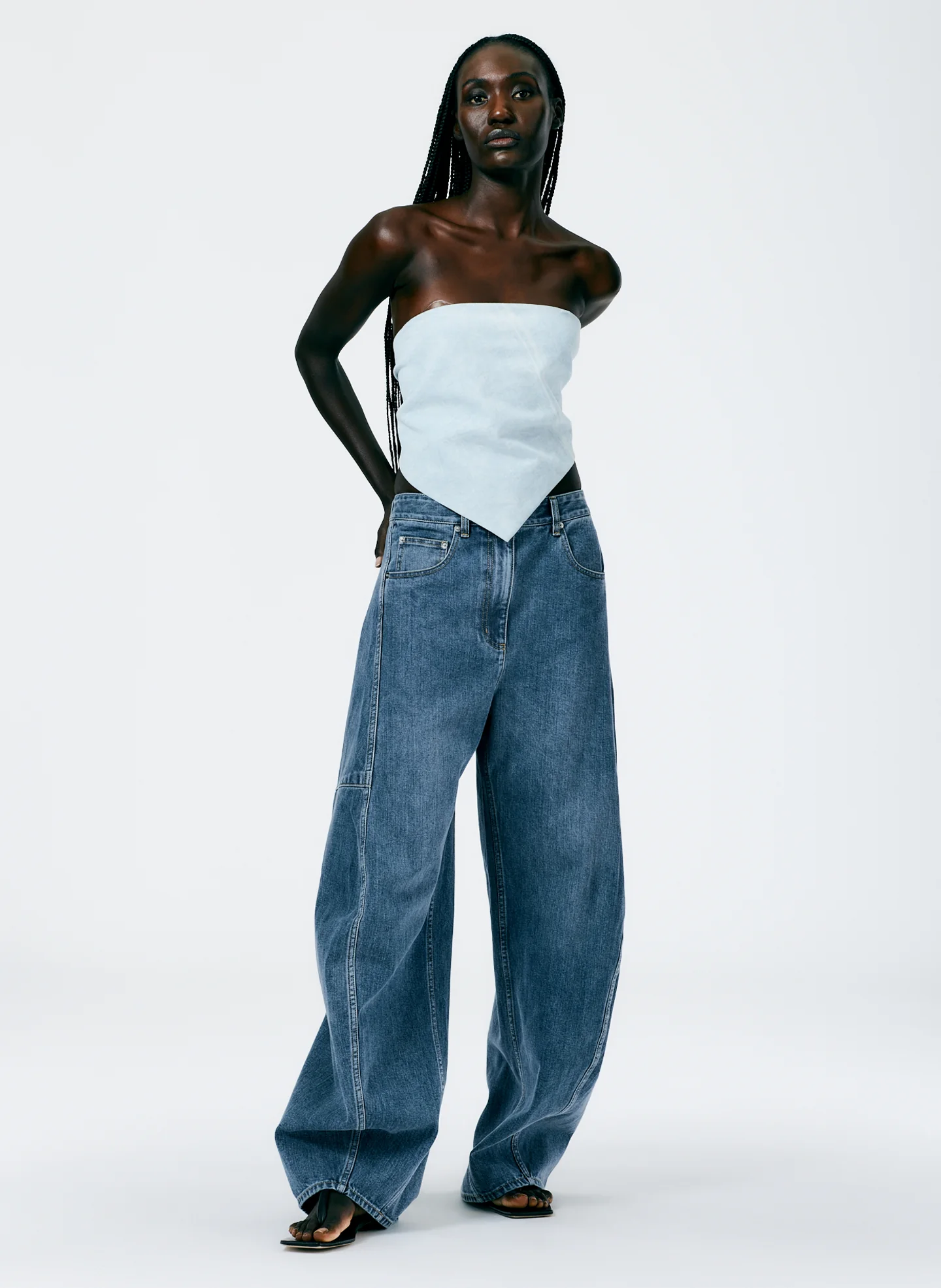 Bleached Denim Tie Back Handkerchief Top - Image 5