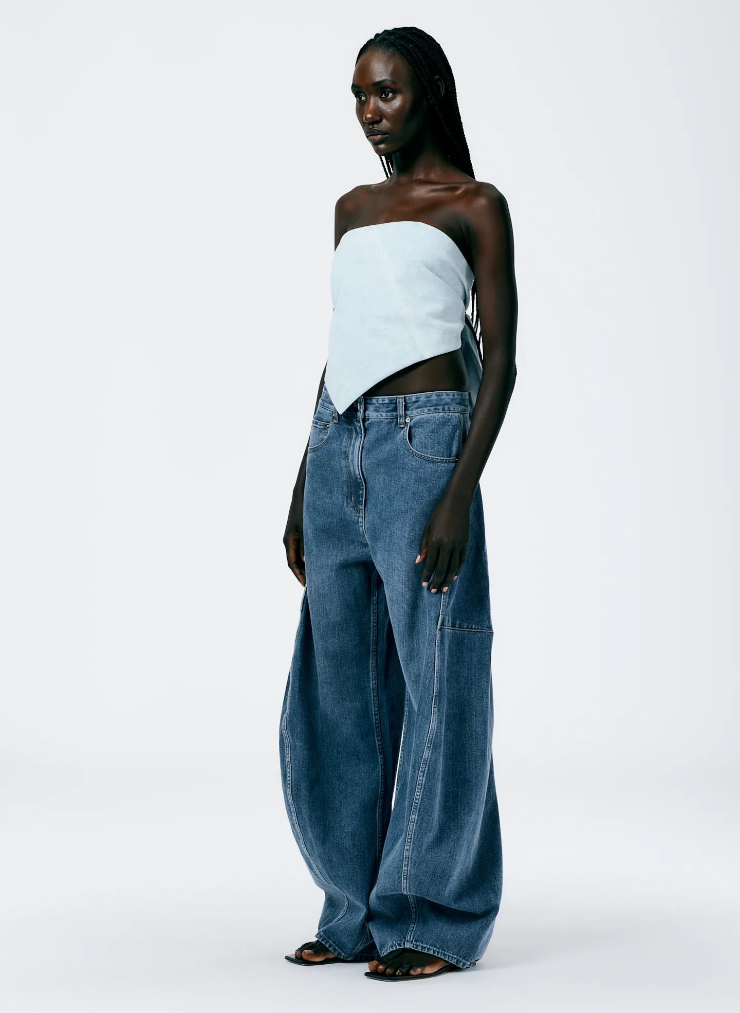 Bleached Denim Tie Back Handkerchief Top - Image 6