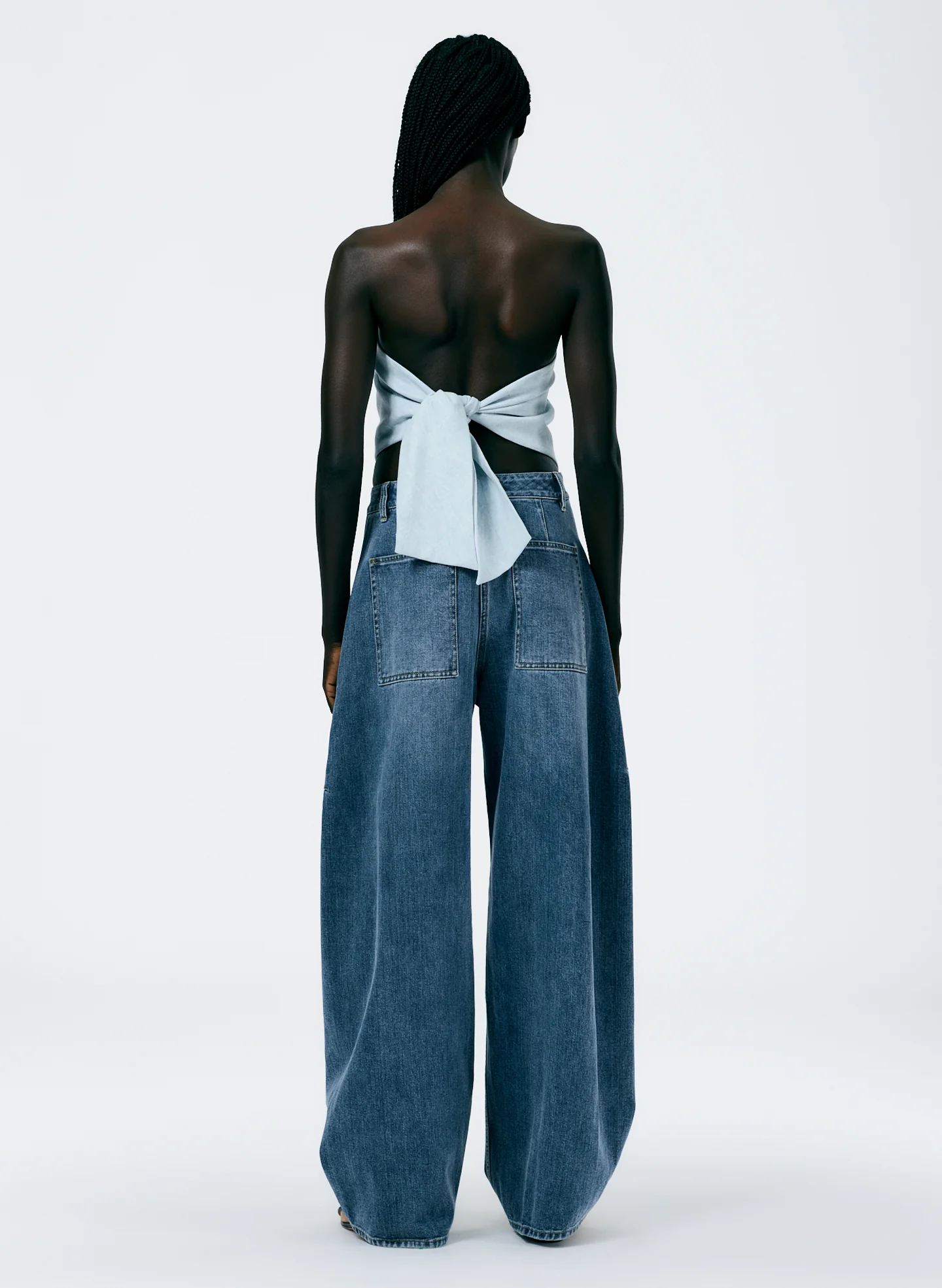 Bleached Denim Tie Back Handkerchief Top - Image 7