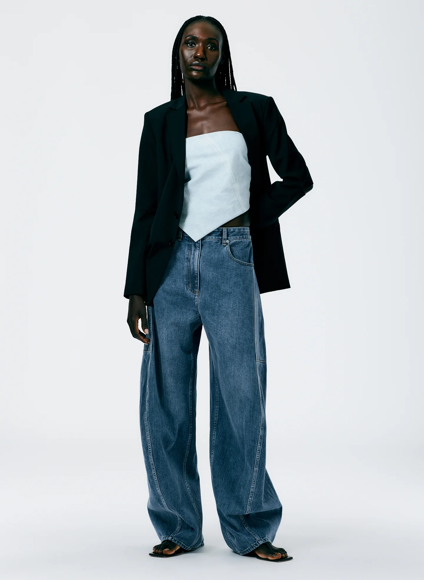 Bleached Denim Tie Back Handkerchief Top - Image 8