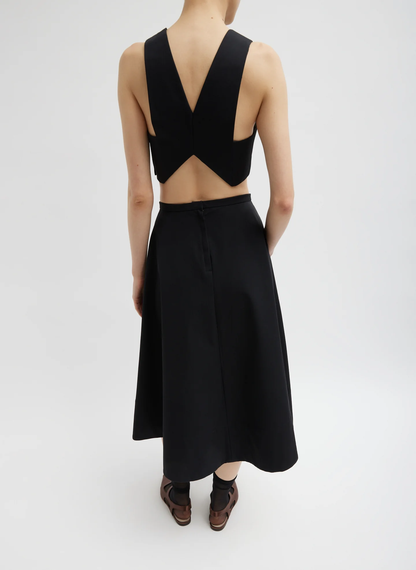 Bonded Luxe Twill Square Neck Cropped Top - Image 4