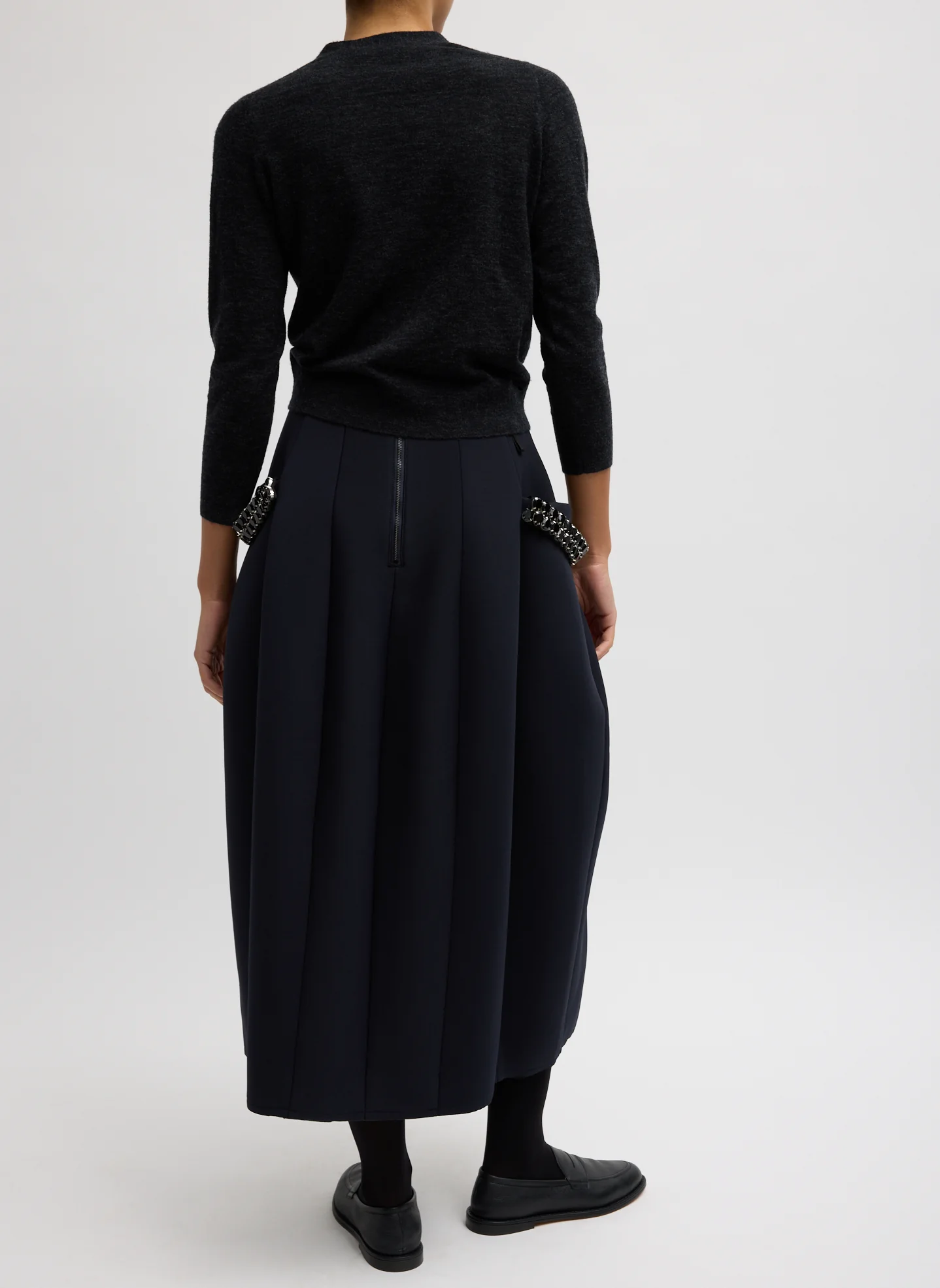 Bonded Twill Sculpted Skirt With Removable Beading - Image 3