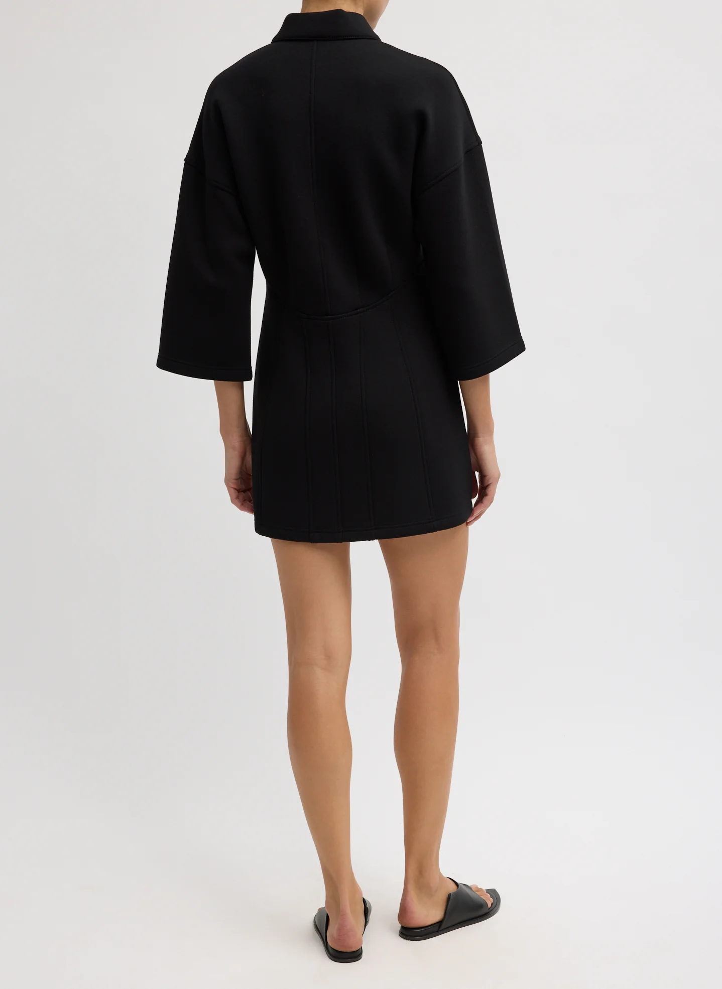 Bonded Viscose Zip Front Short Sleeve Slim Tunic - Image 6