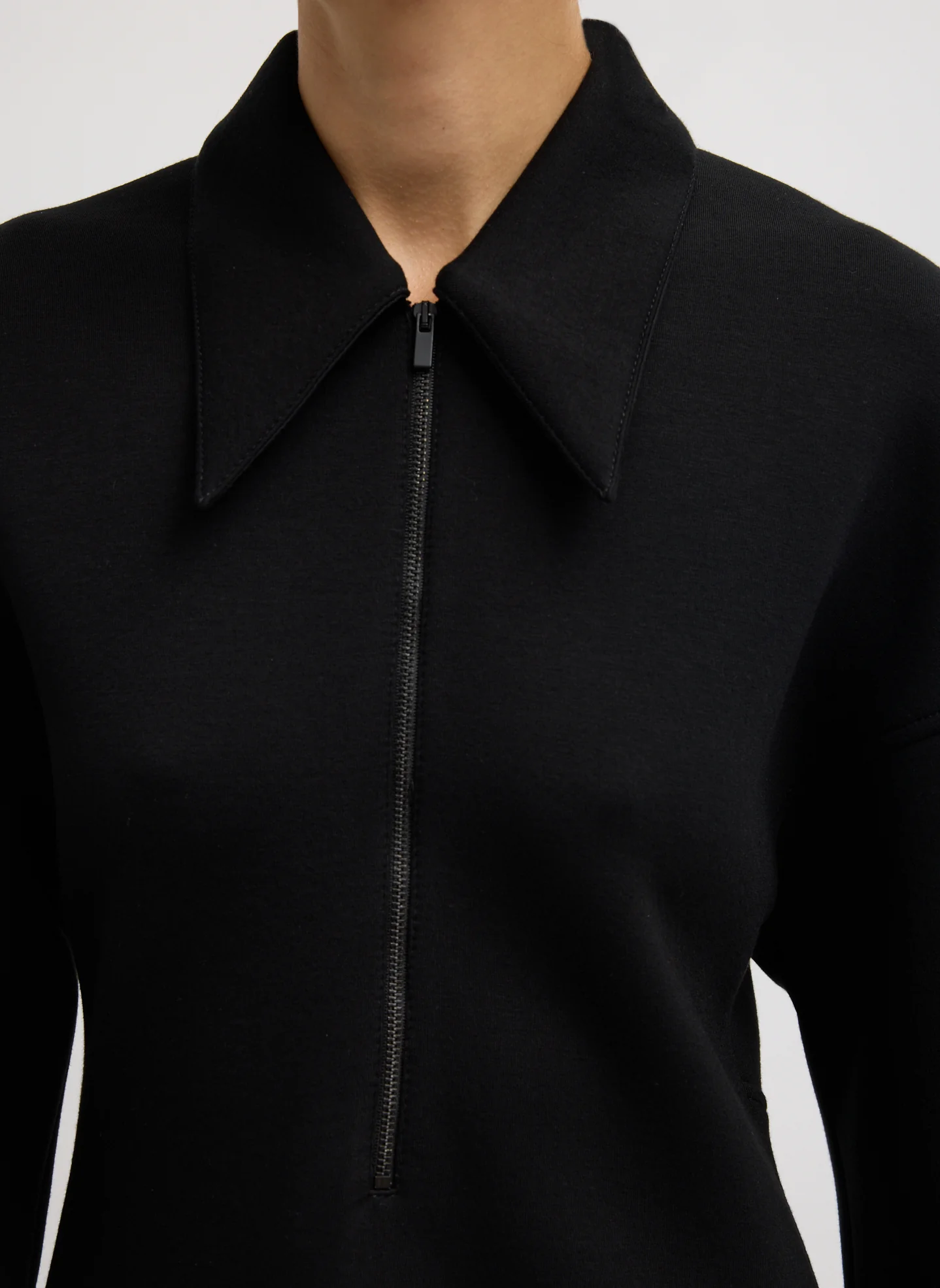 Bonded Viscose Zip Front Short Sleeve Slim Tunic - Image 7