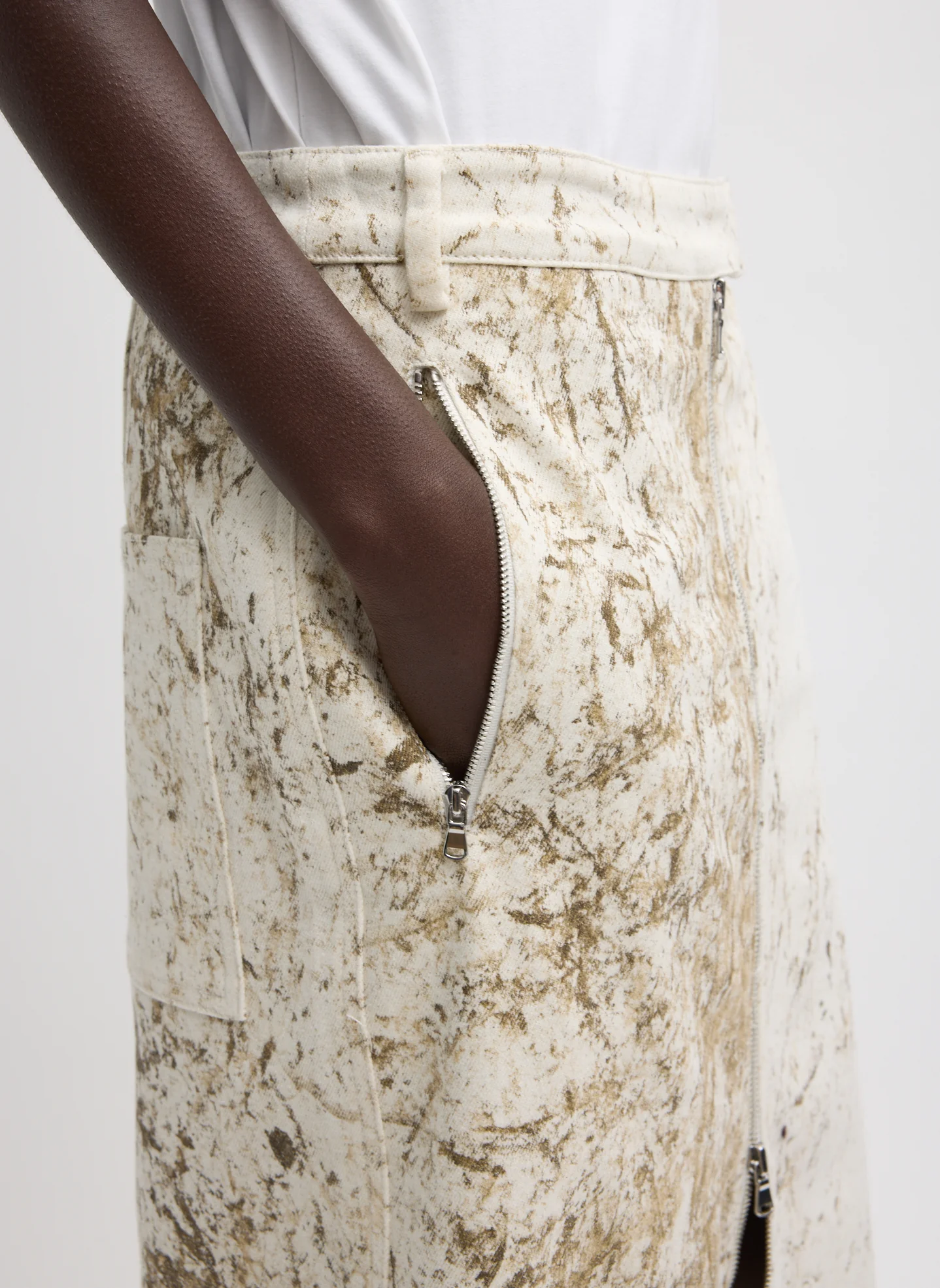 Calcimin Denim Midi Trouser Zip Skirt - Image 10