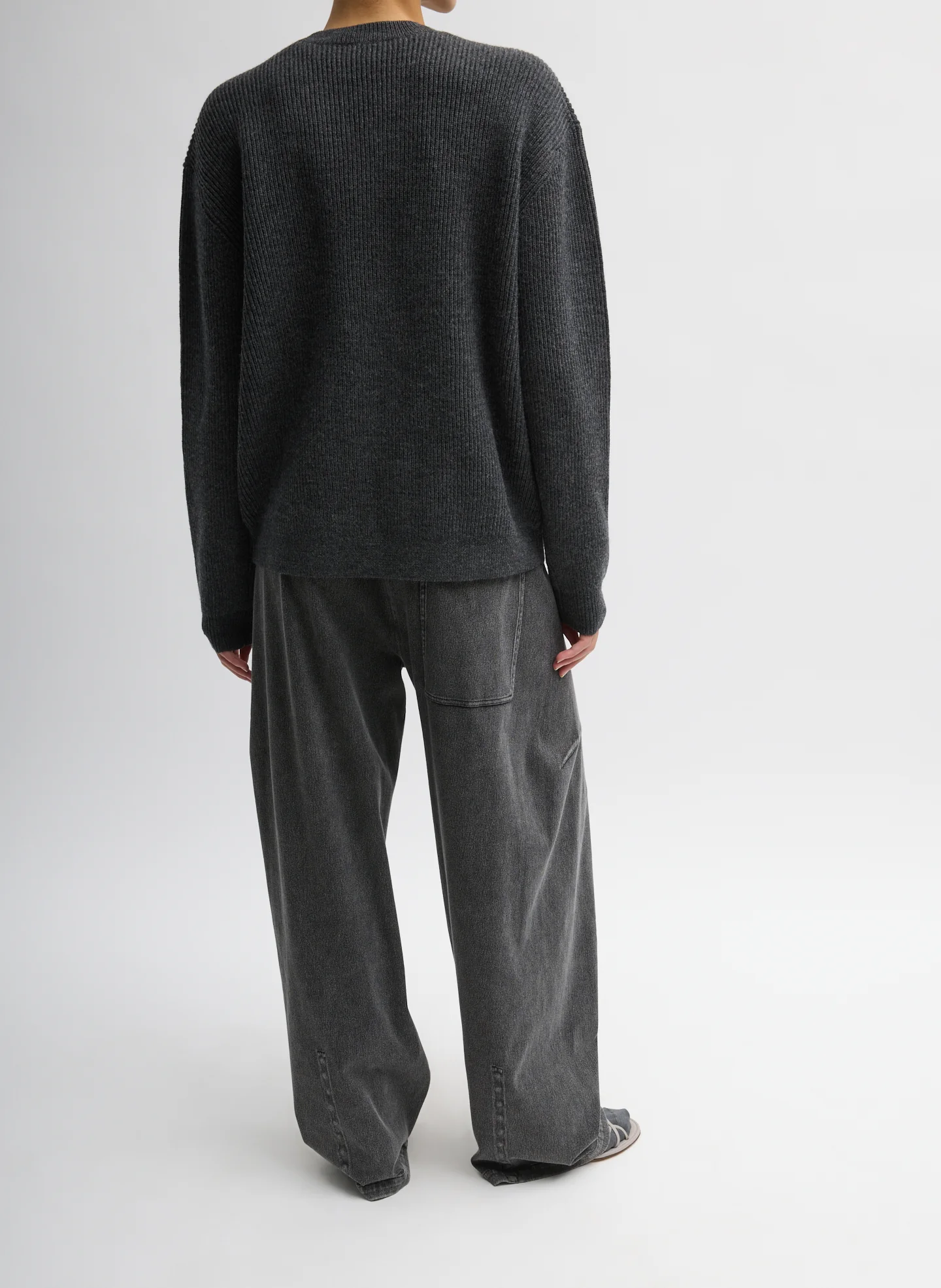 Cardigan Stitch Split Front Crewneck Easy Pullover - Image 4