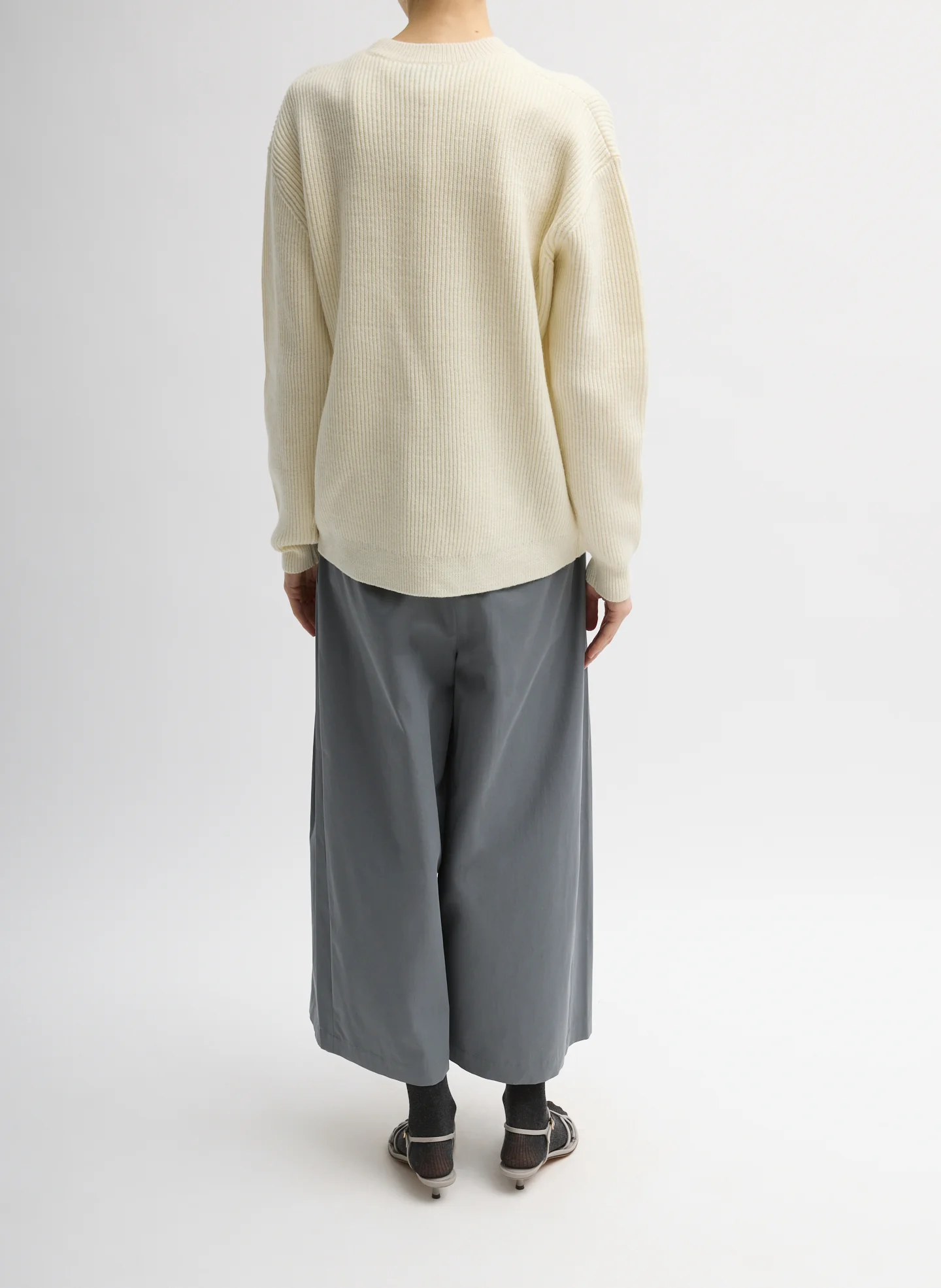 Cardigan Stitch Split Front Crewneck Easy Pullover - Image 4