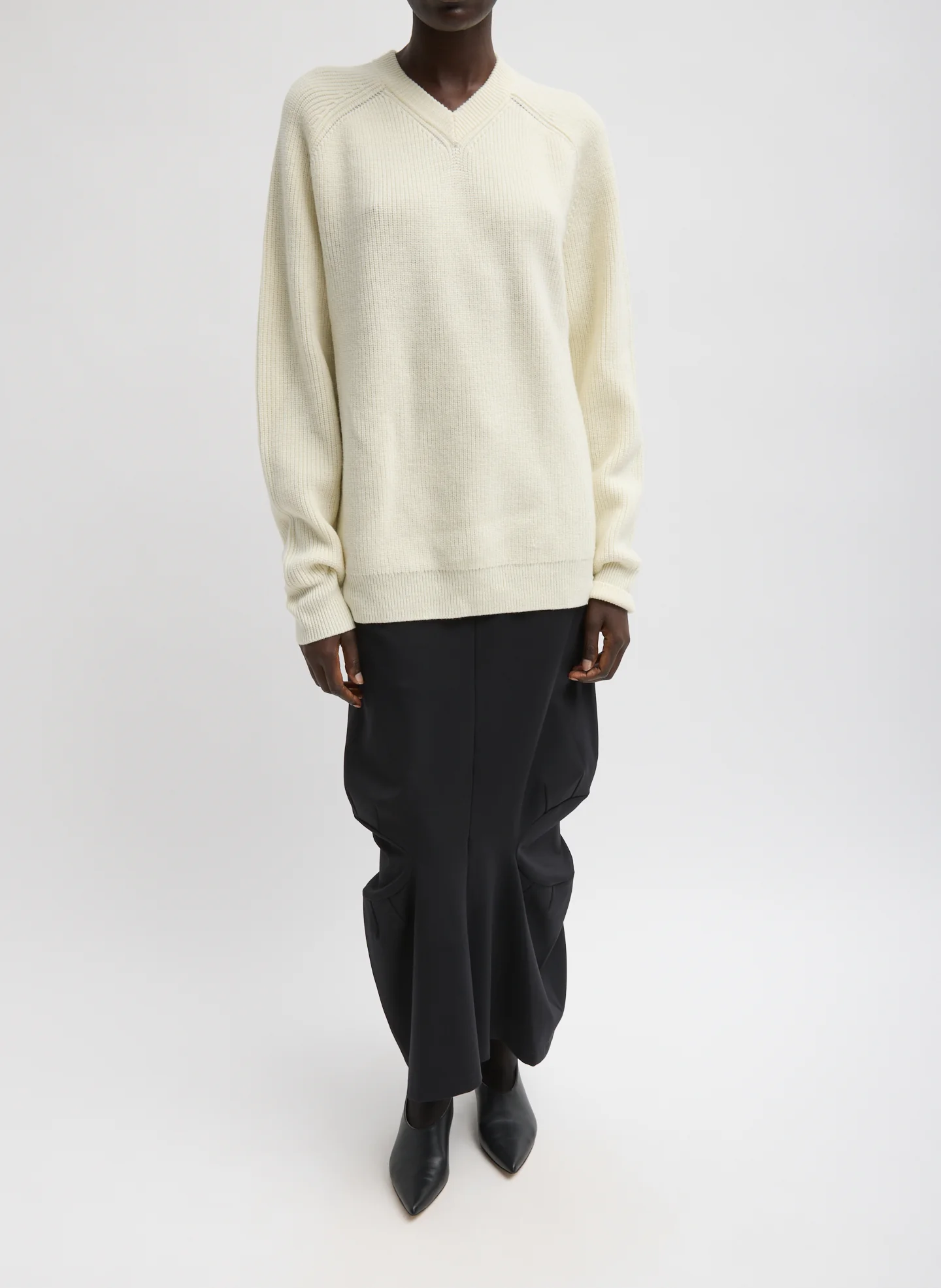 Cardigan Stitch V-Neck Easy Pullover - Image 3