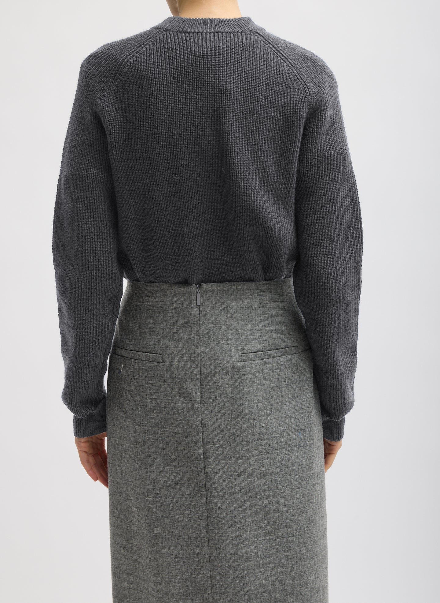 Cardigan Stitch Wool Shrunken Crewneck Pullover - Image 4