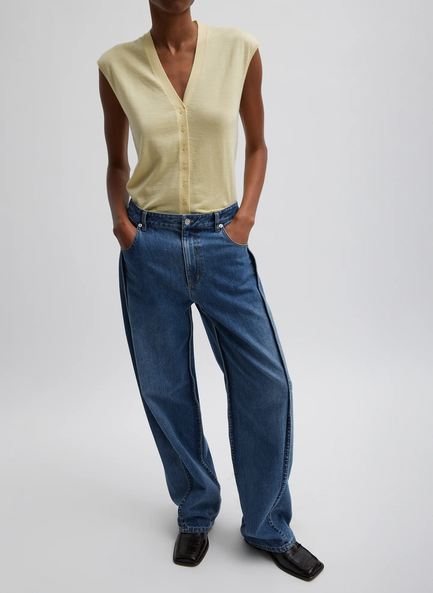 Cashmere Silk Blend Sleeveless Button Down Sweater - Image 3