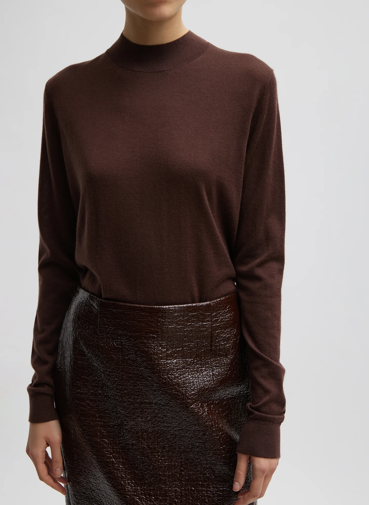Cashmere Silk Blend Mock Neck Easy Sweater - Image 3