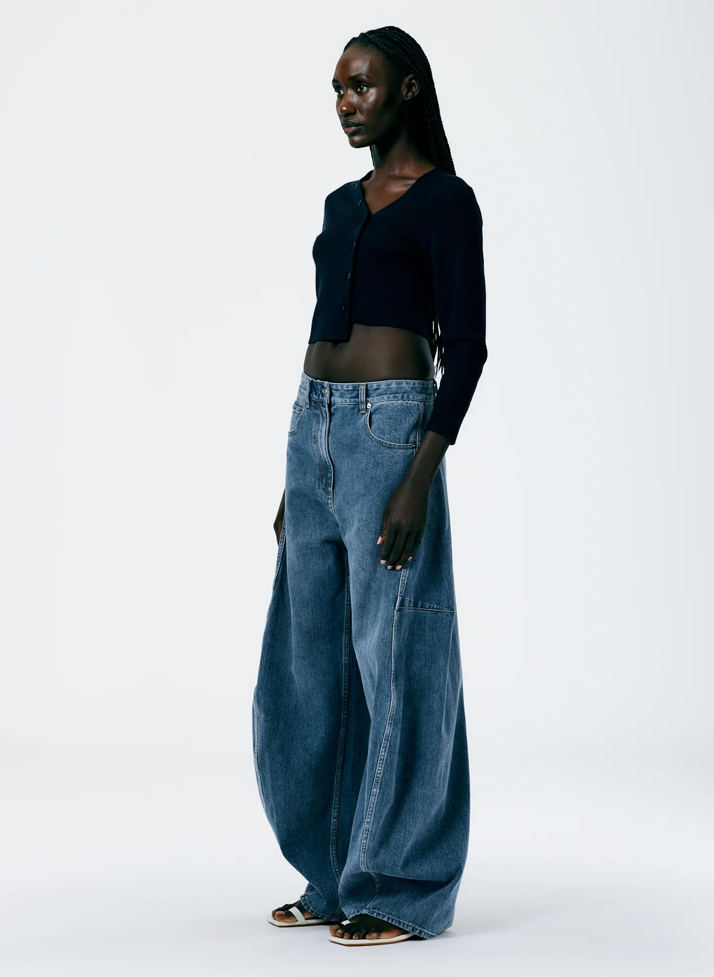 Cashmere Silk Super Cropped Asymmetrical Cardigan - Image 5
