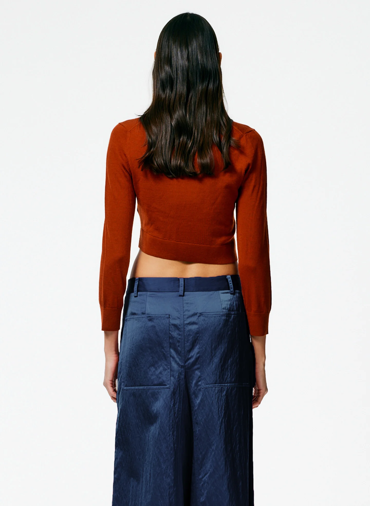 Cashmere Silk Super Cropped Asymmetrical Cardigan - Image 3