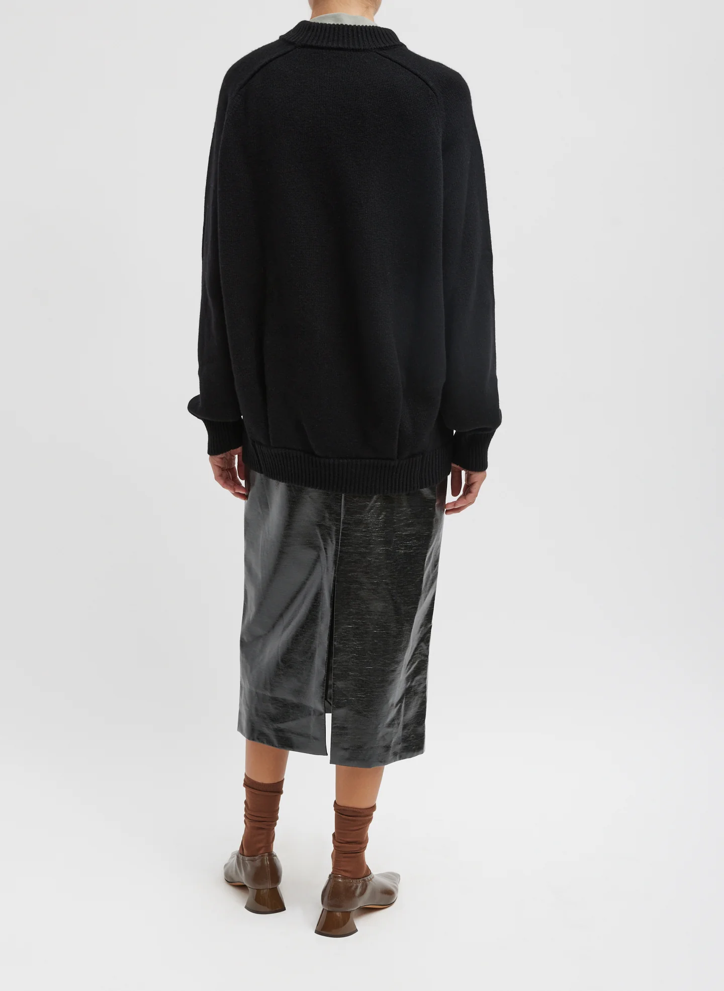 Cashmere Sweater Crewneck Oversized Sculpted Pullover - Image 4