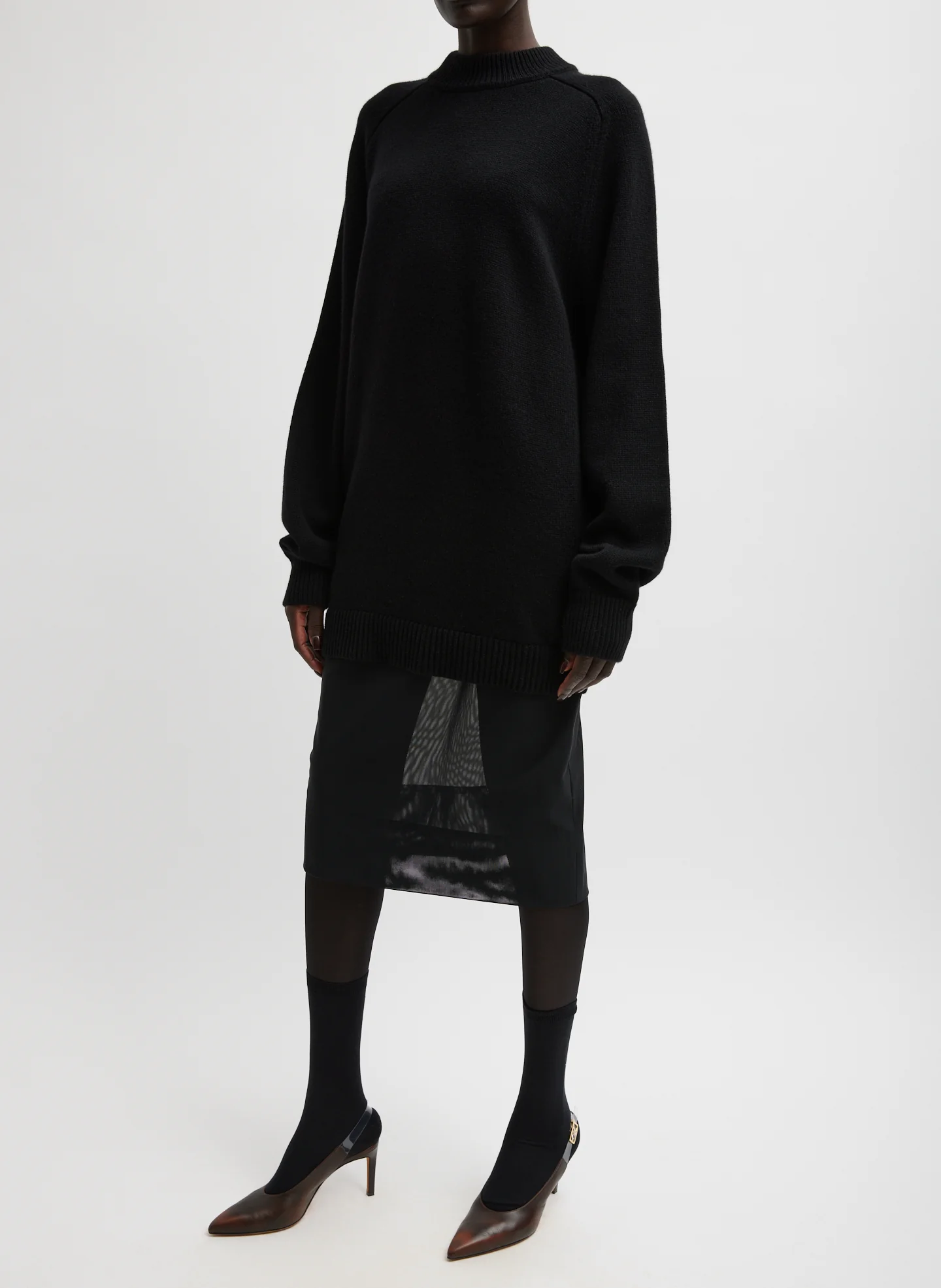 Cashmere Sweater Crewneck Oversized Sculpted Pullover - Image 6