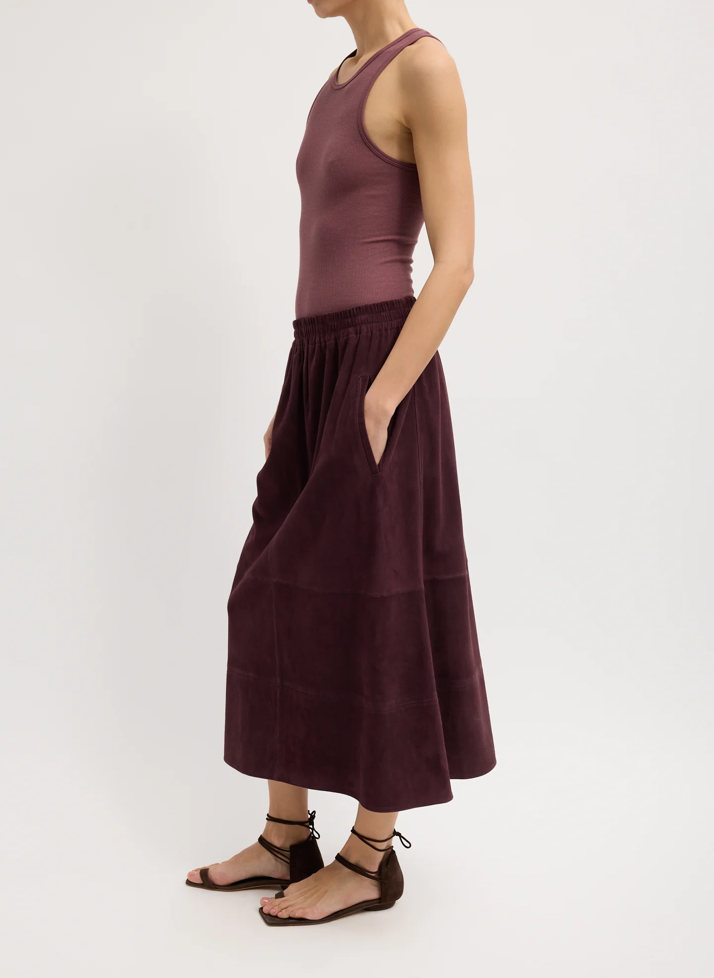 Cassiterite Suede Pull On Full Skirt