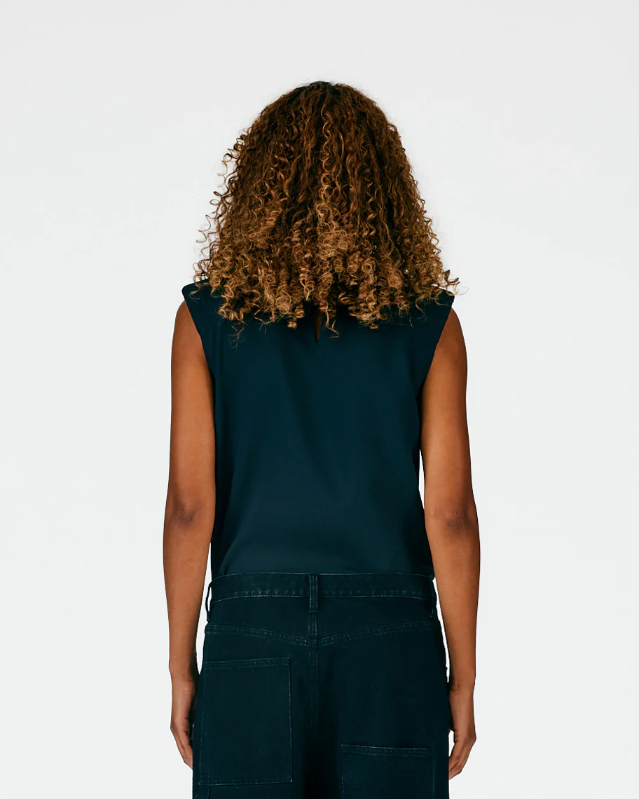 Chalky Drape Padded Shoulder Sleeveless Top - Image 4