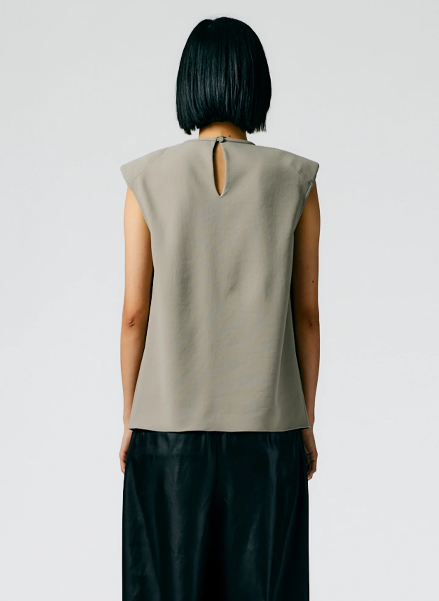 Chalky Drape Padded Shoulder Sleeveless Top - Image 2