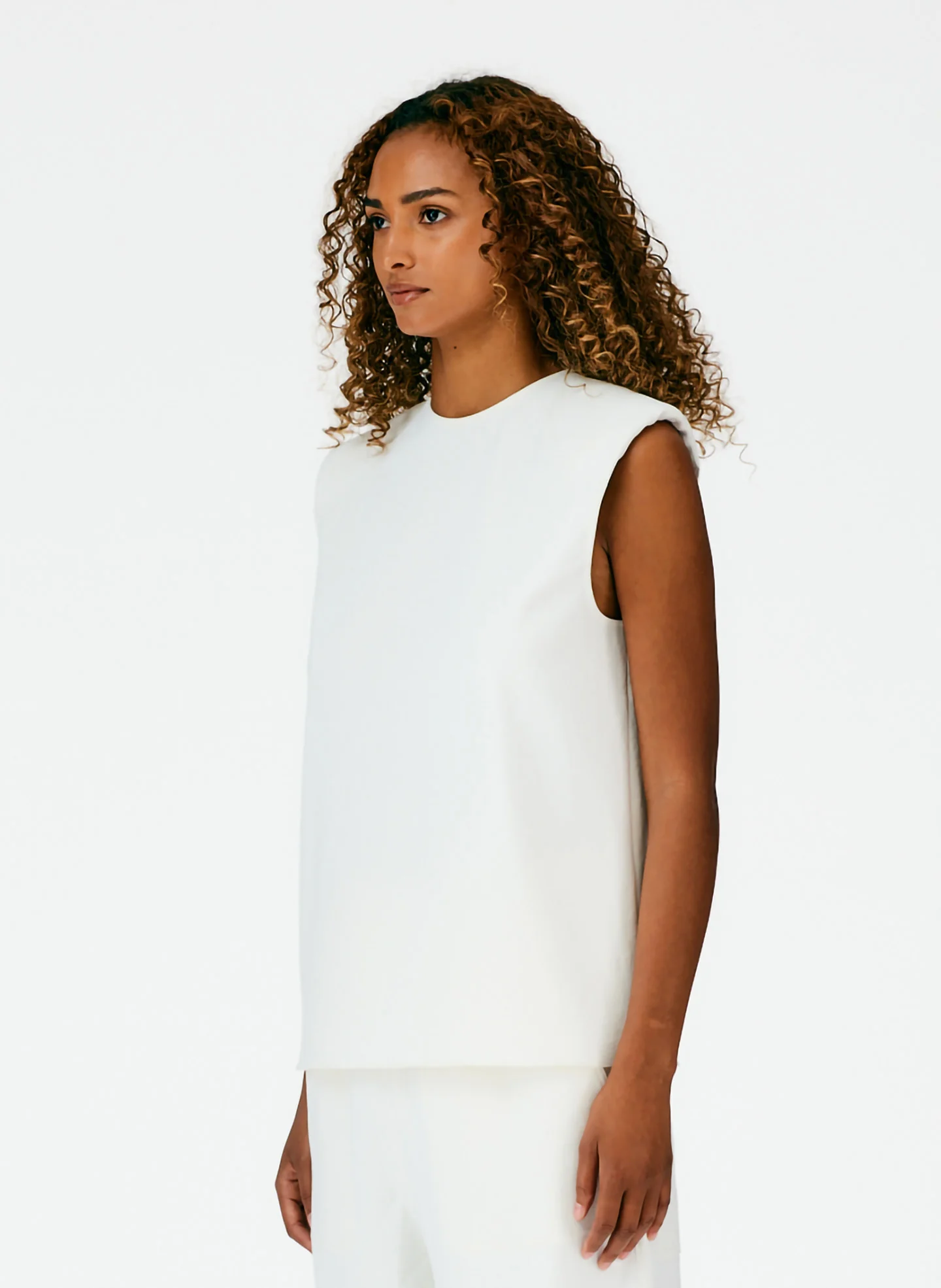 Chalky Drape Padded Shoulder Sleeveless Top - Image 2