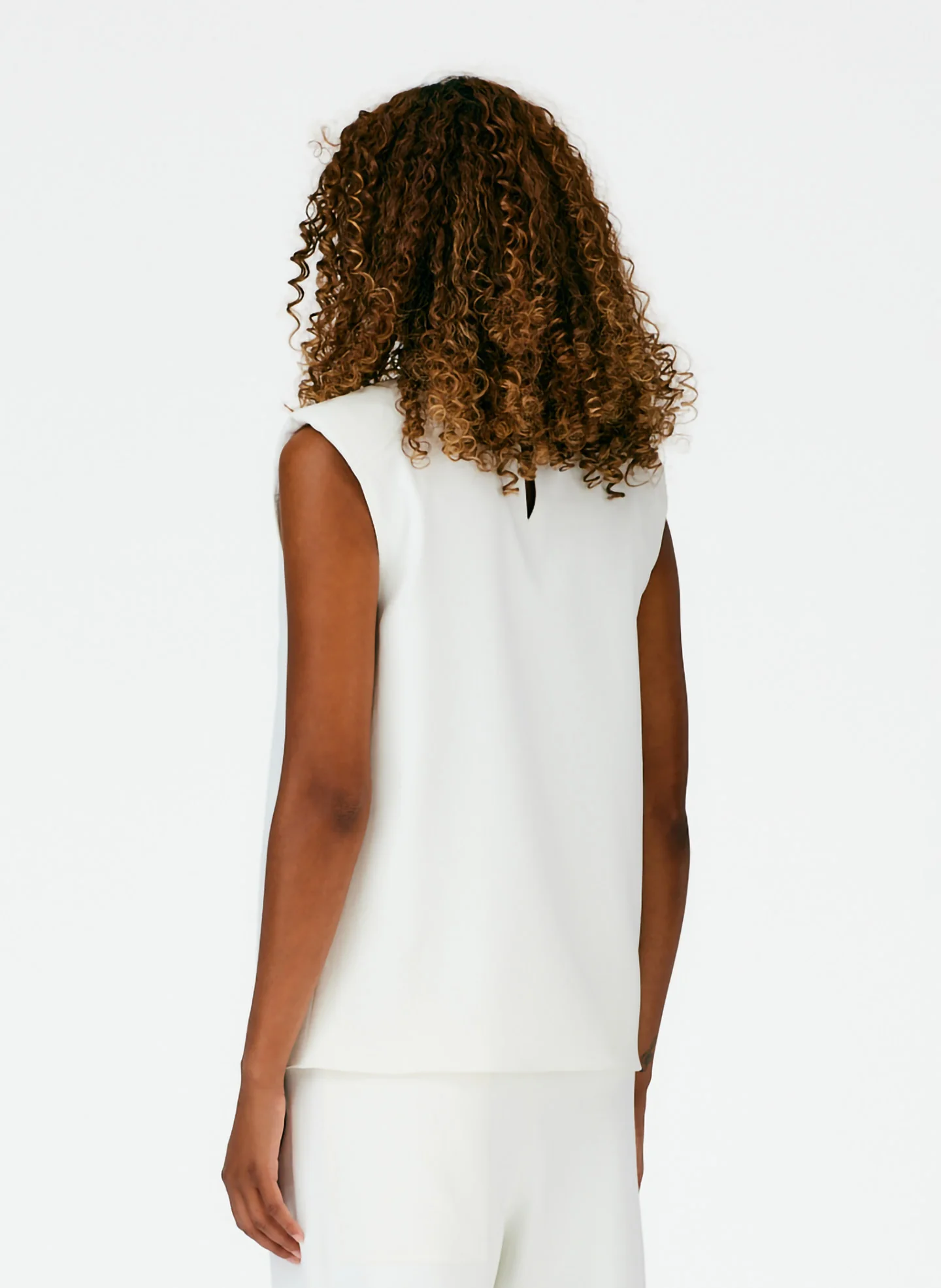 Chalky Drape Padded Shoulder Sleeveless Top - Image 3