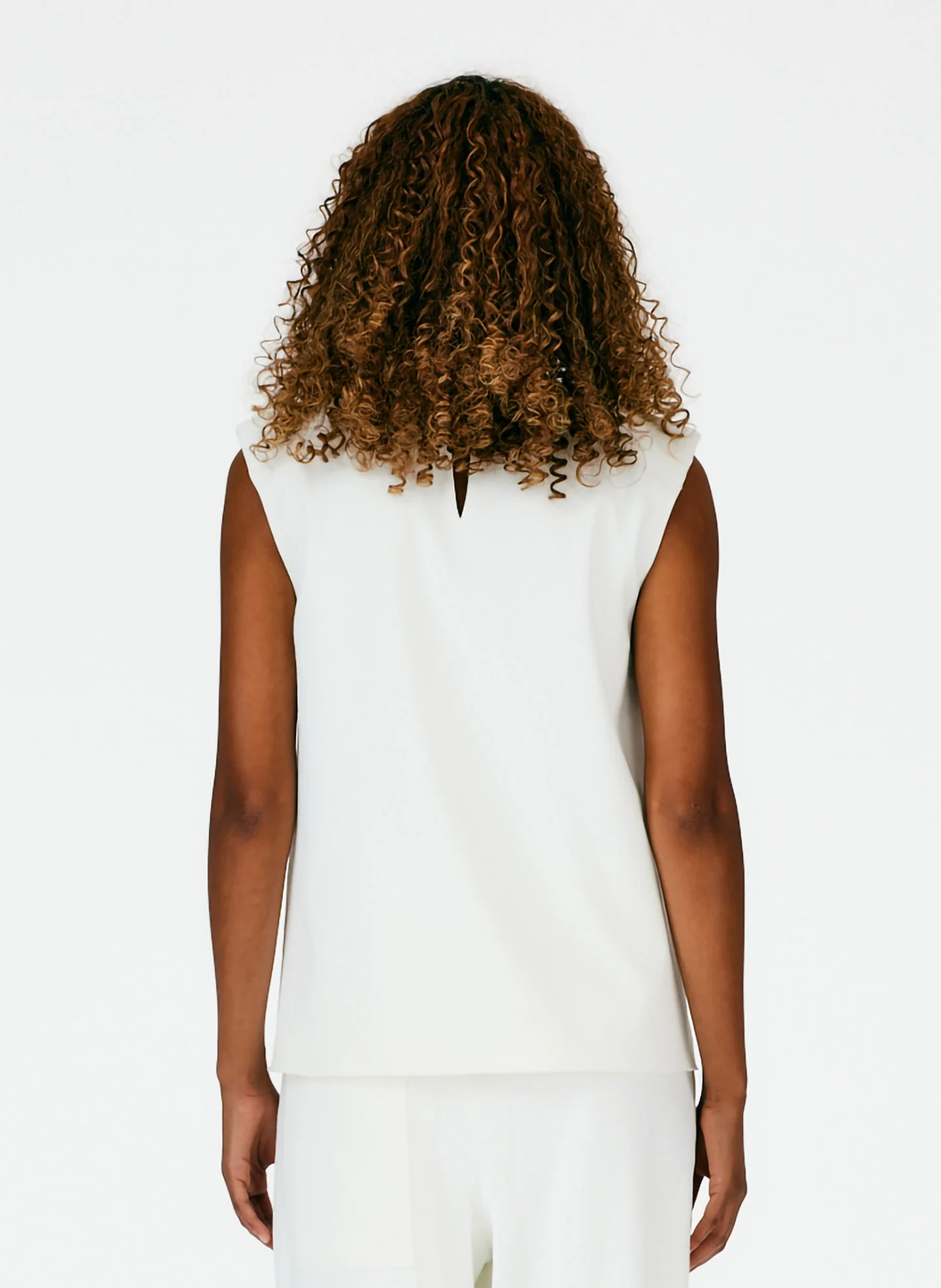 Chalky Drape Padded Shoulder Sleeveless Top - Image 4