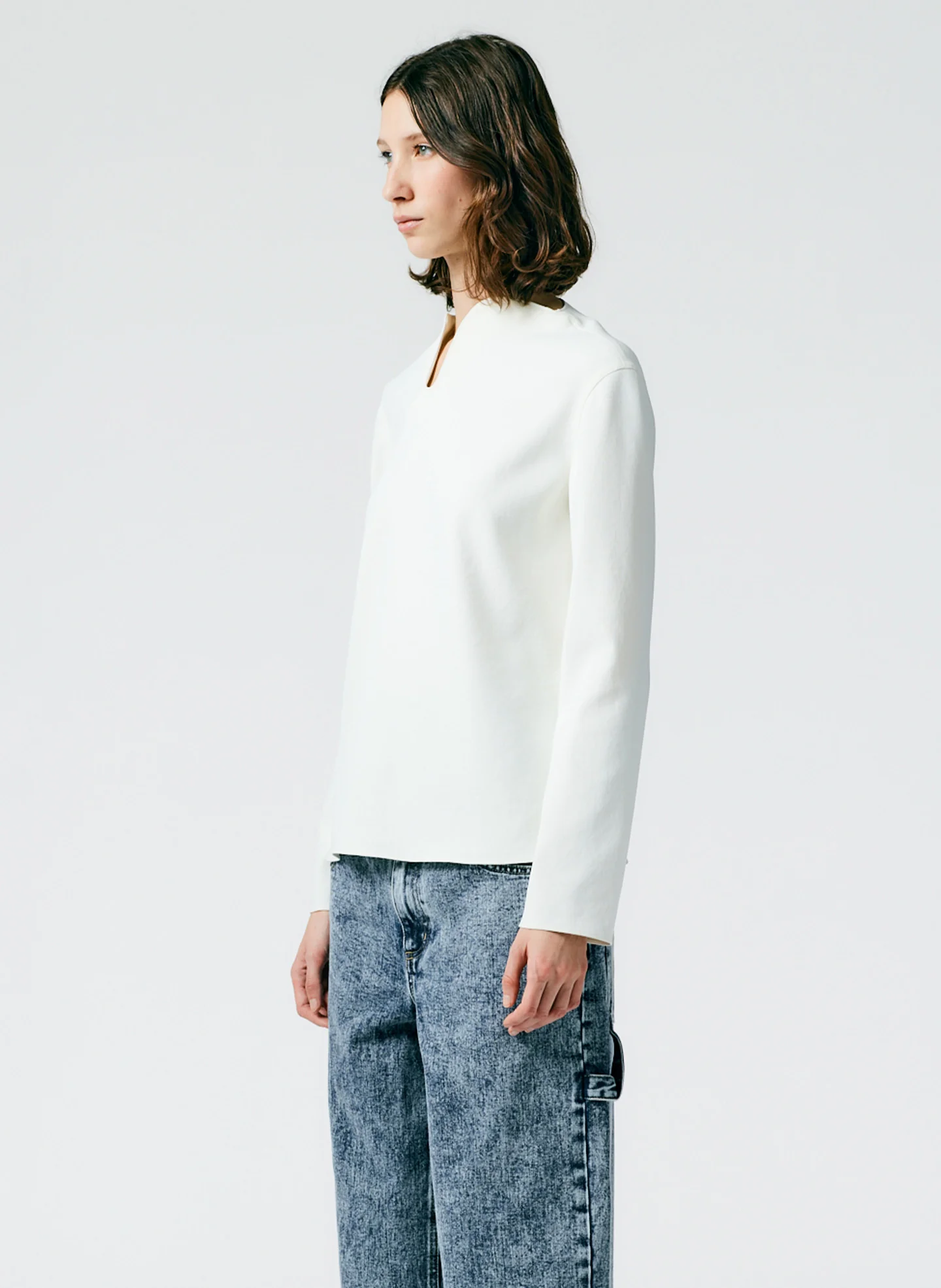 Chalky Drape Squiggly Neck Long Sleeve Top - Image 2