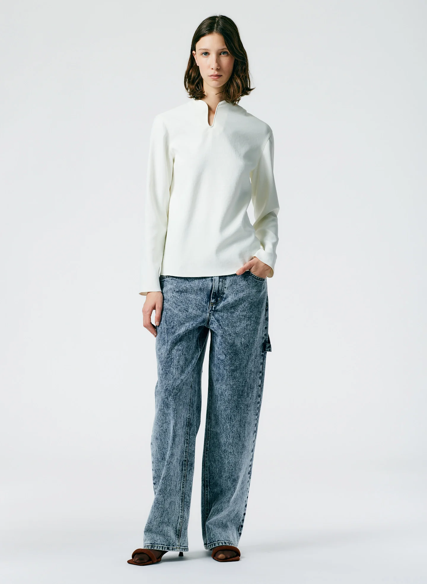 Chalky Drape Squiggly Neck Long Sleeve Top - Image 5
