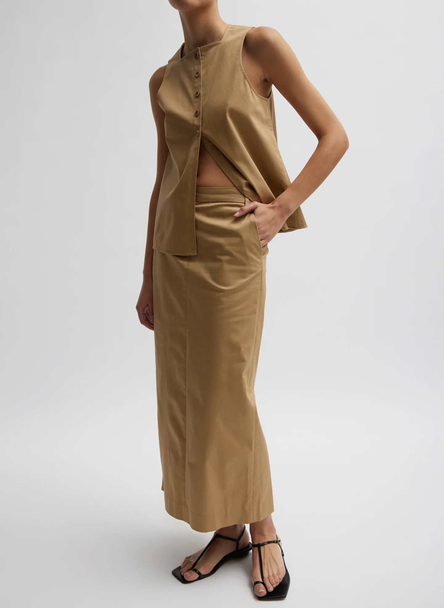Chino Slit Front Sleeveless Top - Image 4