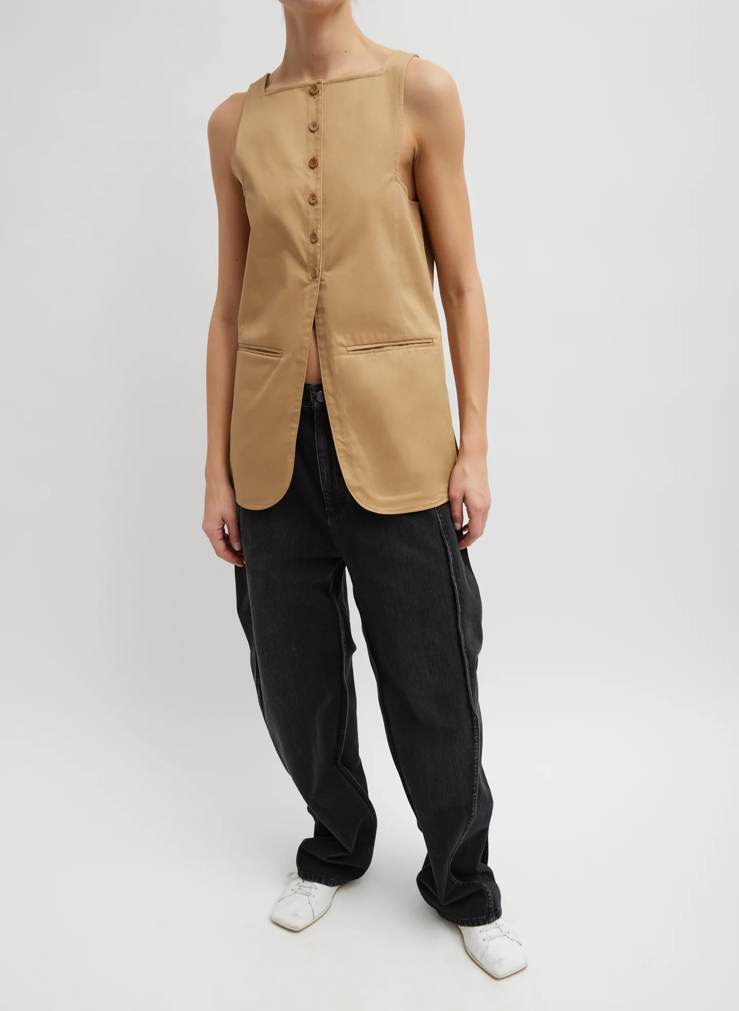 Chino Slit Front Sleeveless Tunic - Image 5