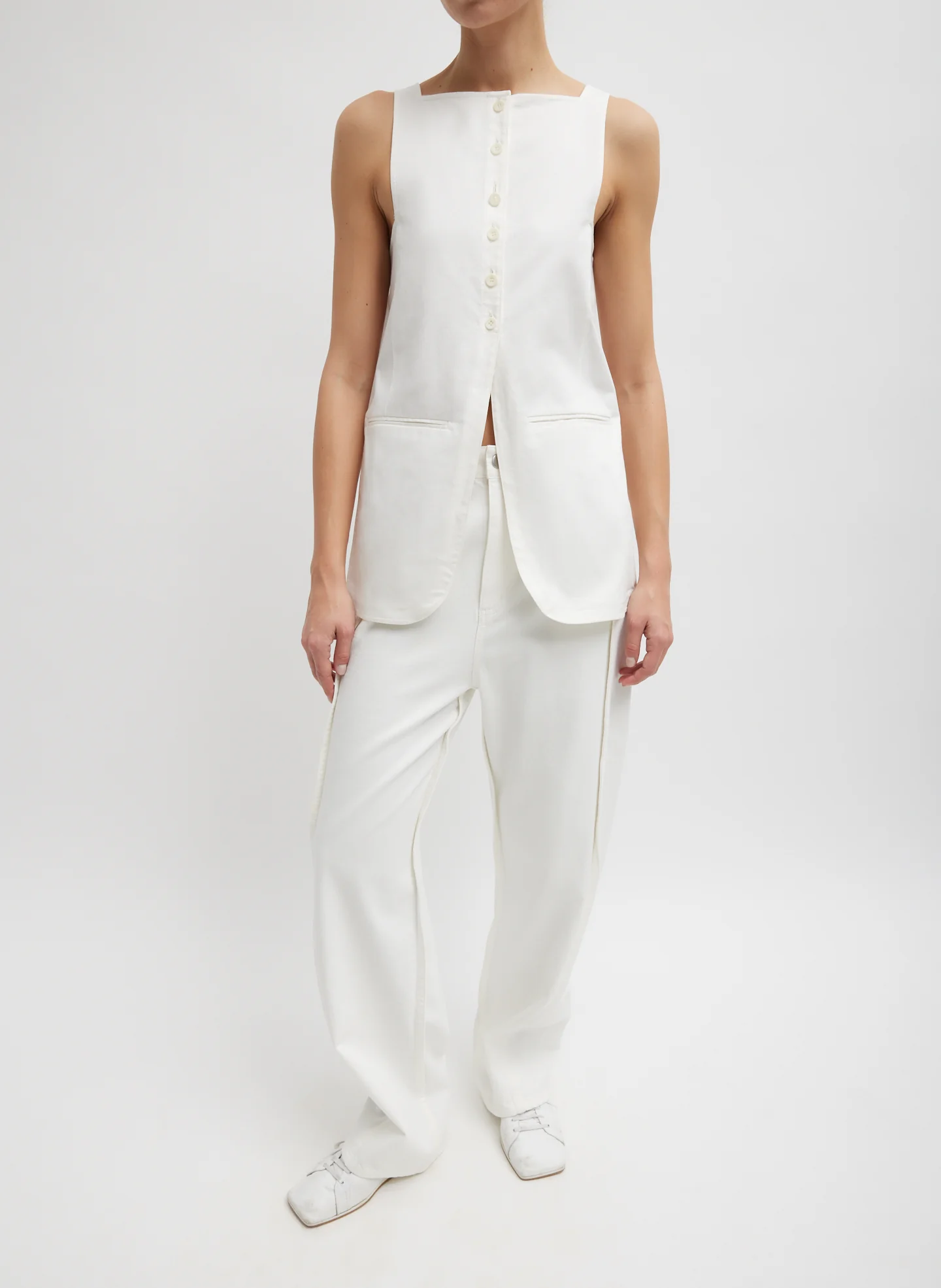Chino Slit Front Sleeveless Tunic - Image 5