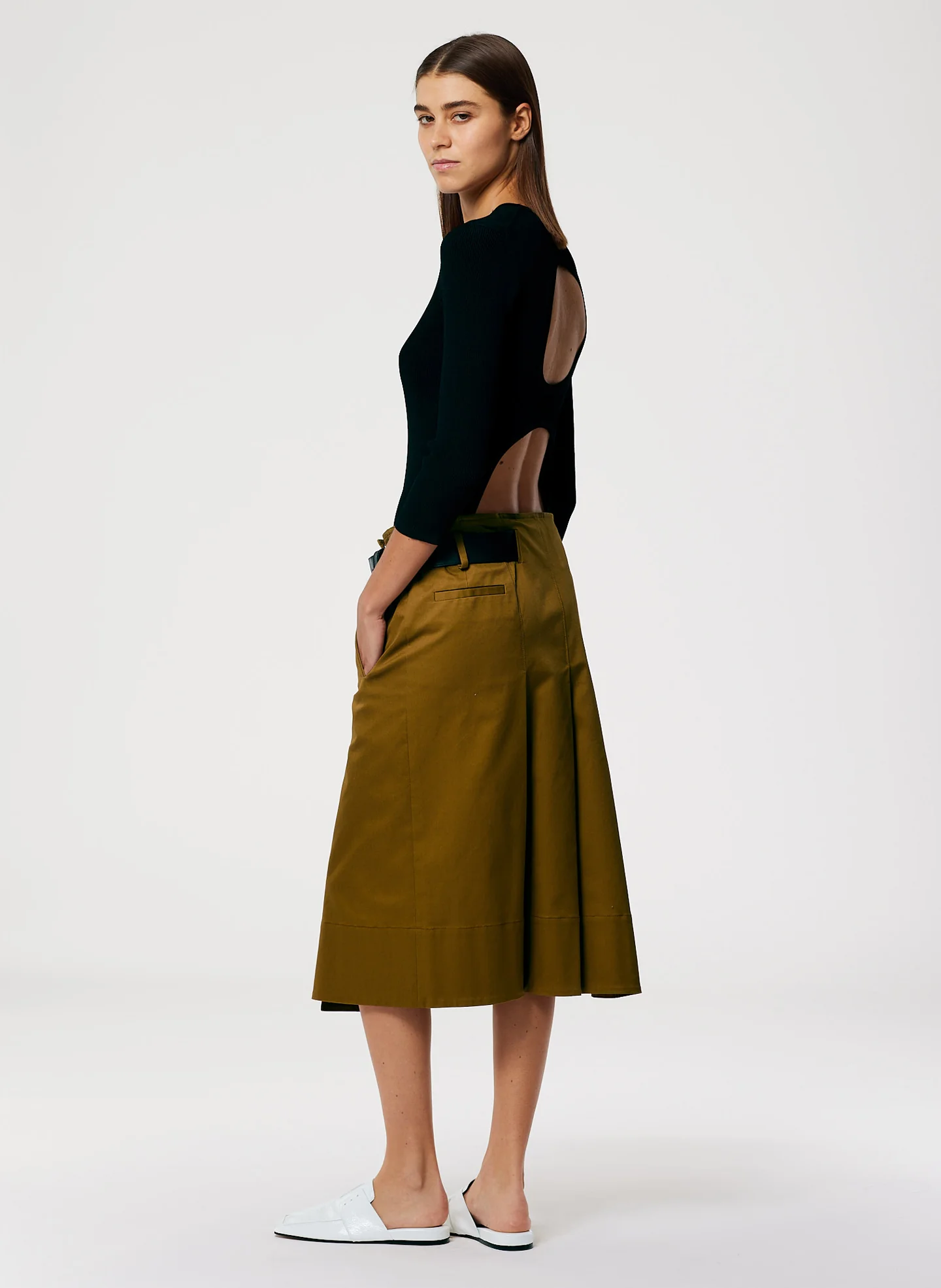 Chino Wide Pleat Wrap Skirt - Image 2
